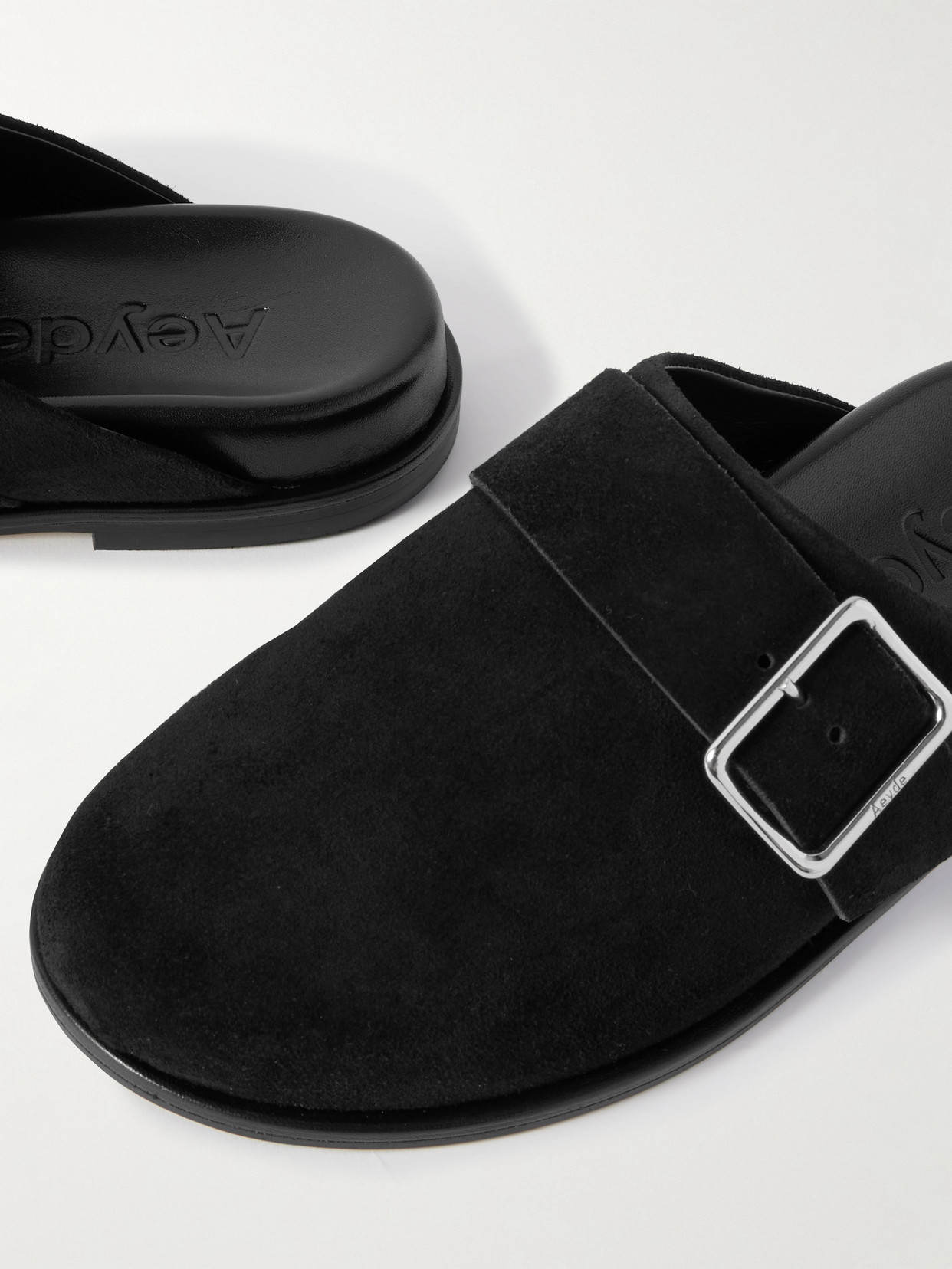 Aeyde Finja Suede Slides In Black