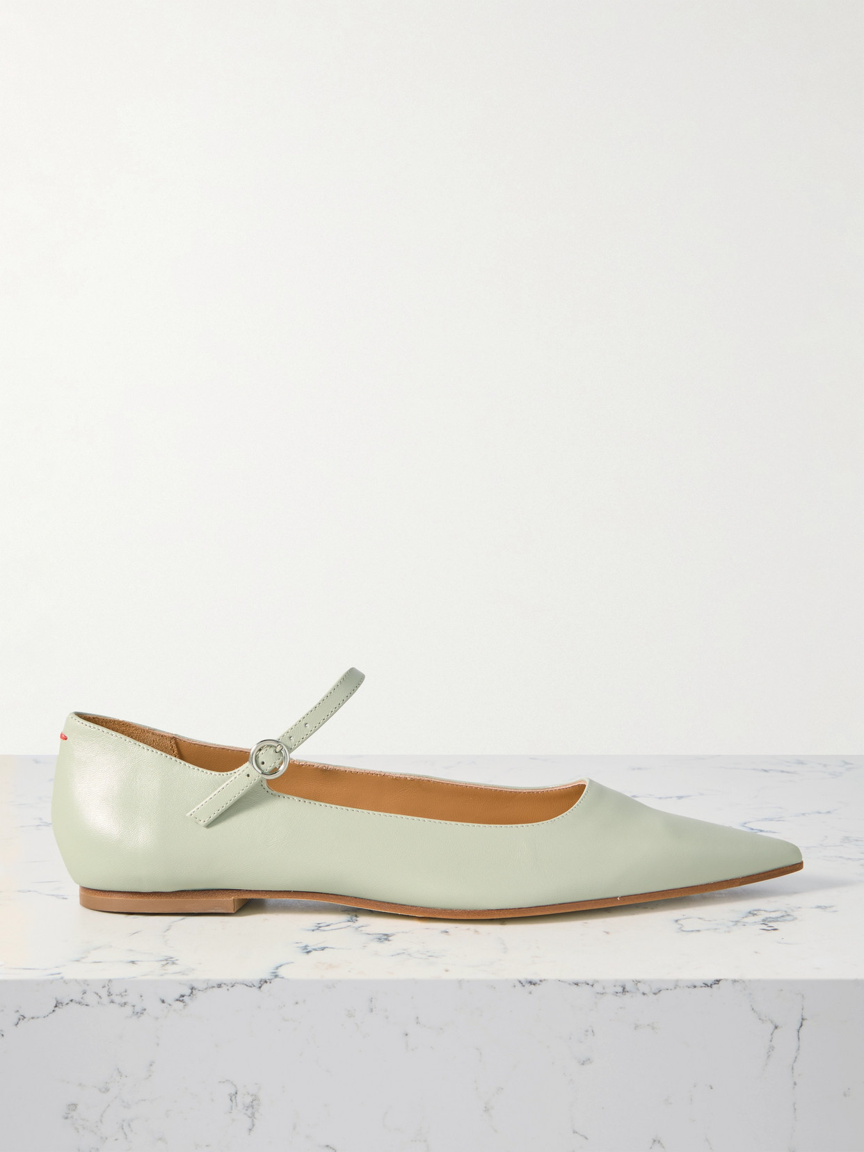 Aeyde Cleo Leather Mary Jane Ballet Flats In Green