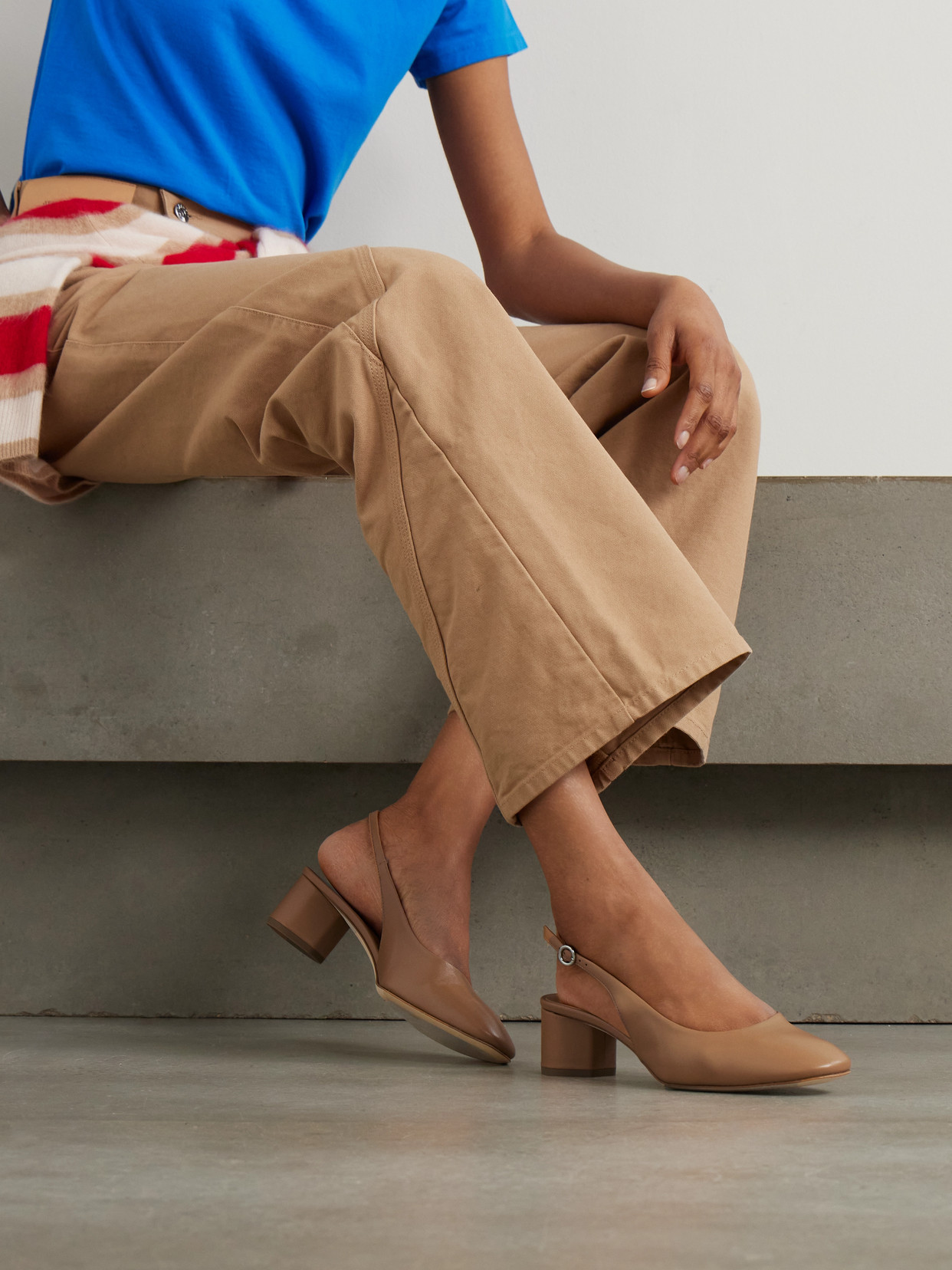 Aeyde Aeydē Romy Slingback Heeled Pumps In Brown