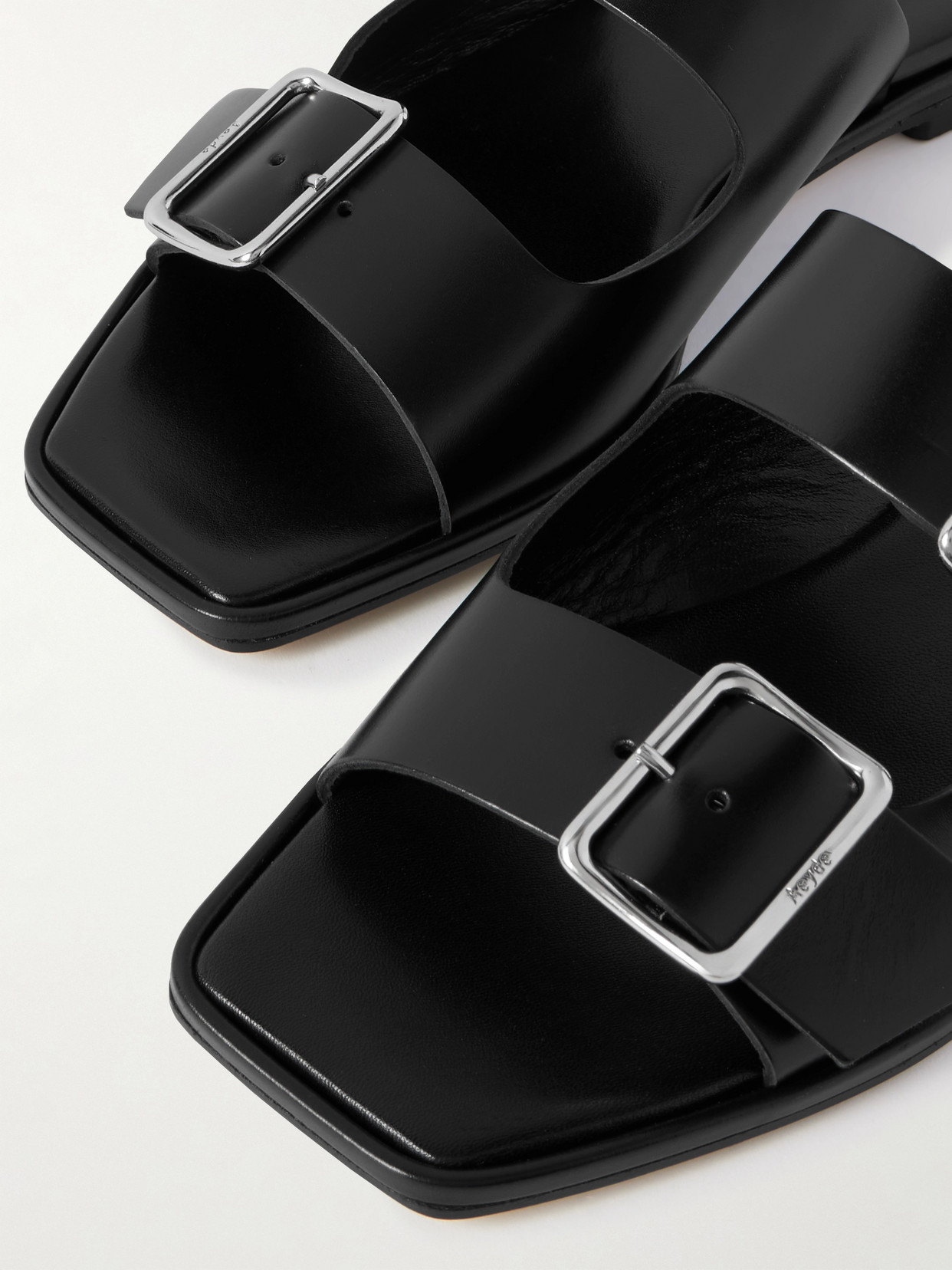 Aeyde Tonya Leather Sandals With Double Strap In Black