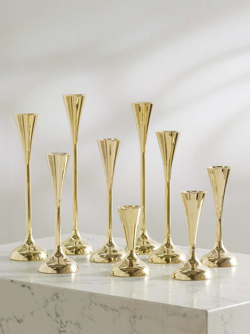 Fourth Street Drip Set Of Nine Gold-tone Candleholders