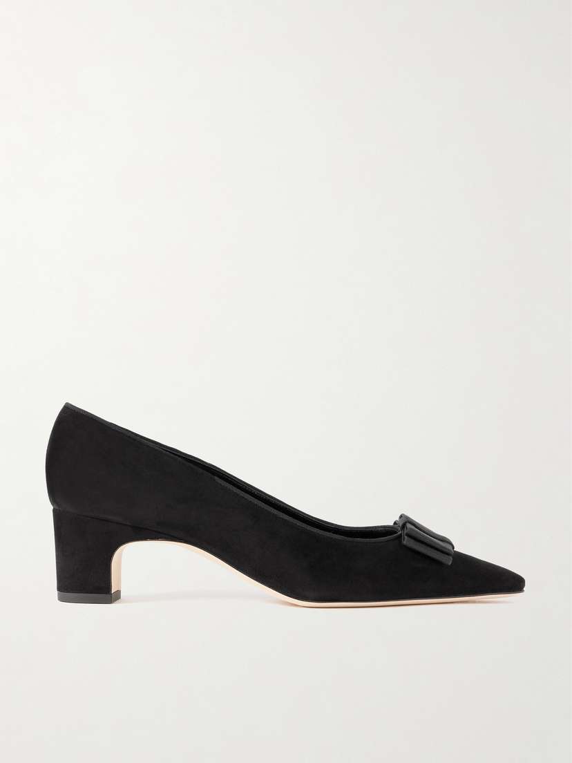 Manolo Blahnik Reador 50 Bow-detailed Suede Pumps