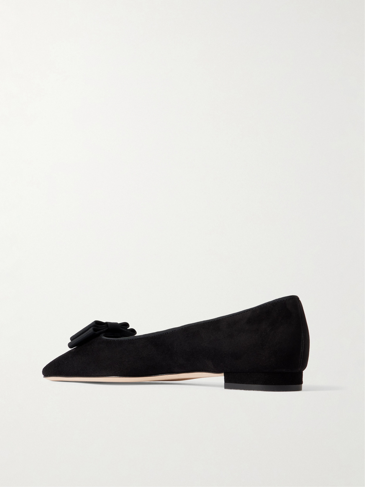 Manolo Blahnik Maysale Suede Buckle Ballerina Flats In Black