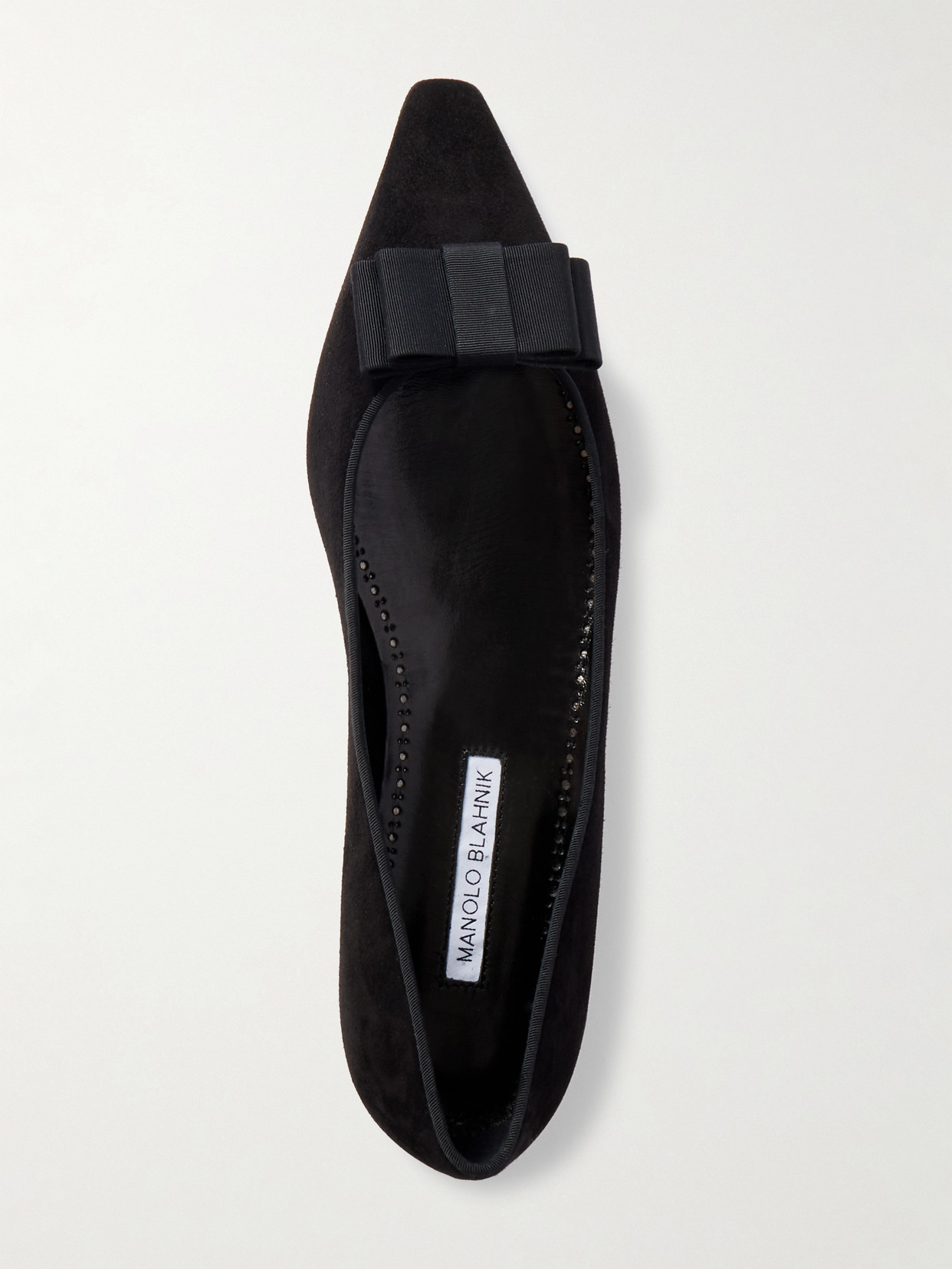 Manolo Blahnik Maysale Suede Buckle Ballerina Flats In Black
