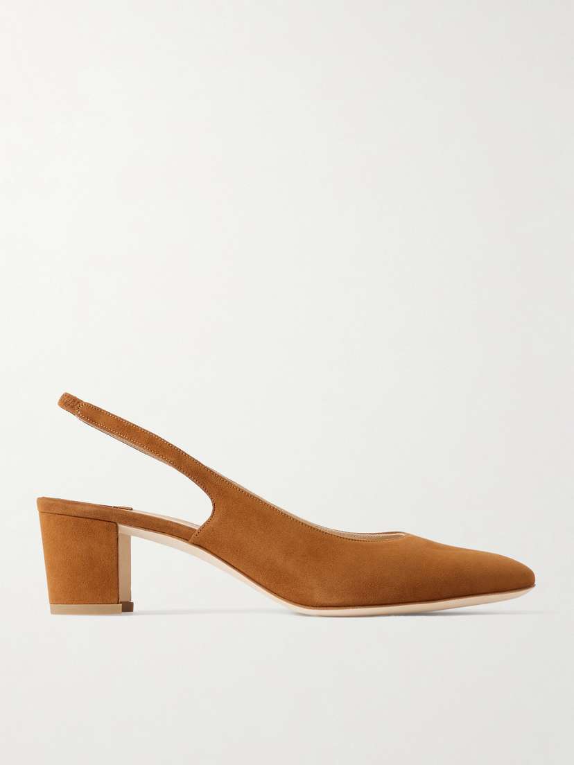 Manolo Blahnik Allurasan 50 Suede Slingback Pumps