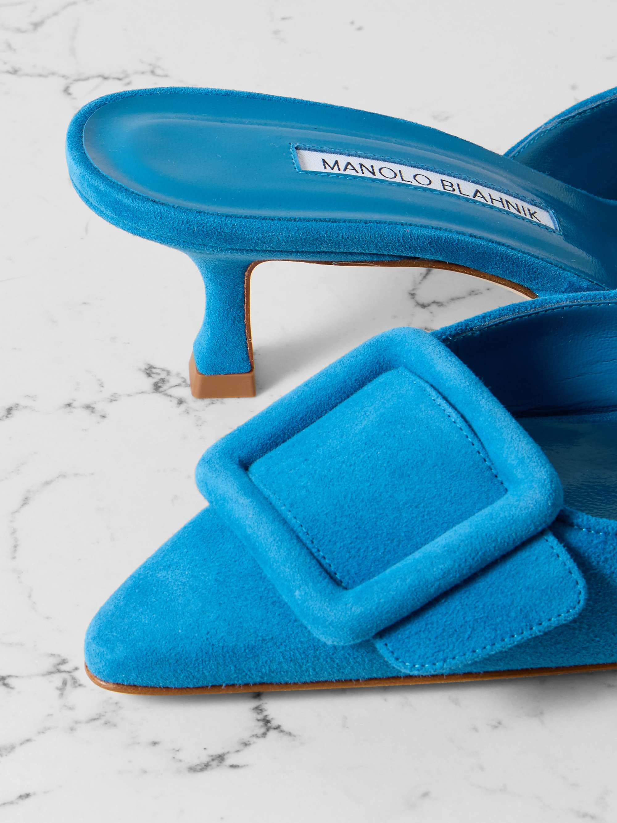 MANOLO BLAHNIK Maysale 50 搭扣绒面革穆勒鞋