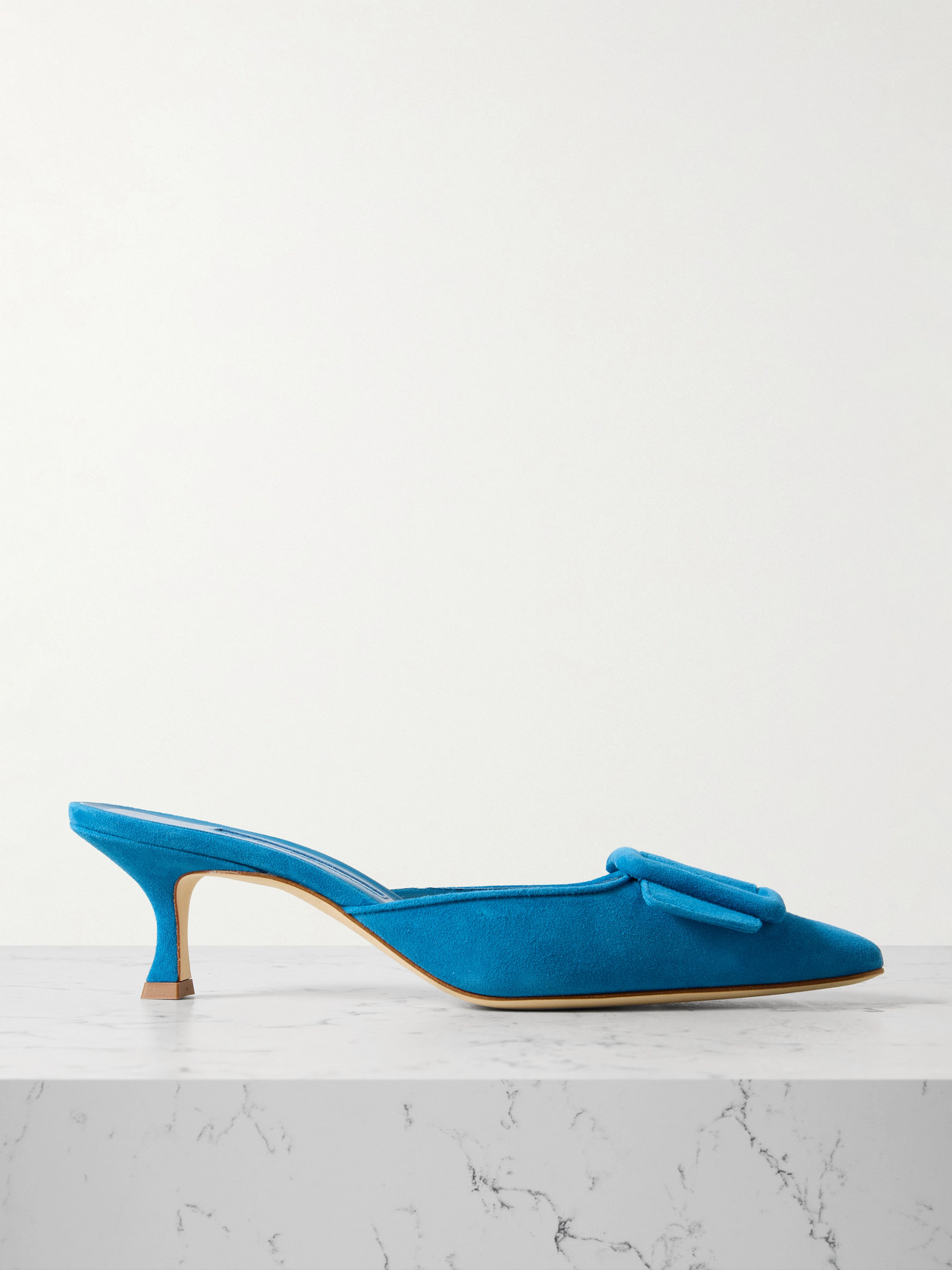 Manolo Blahnik Maysale High-heeled Muller Shoes In Blue