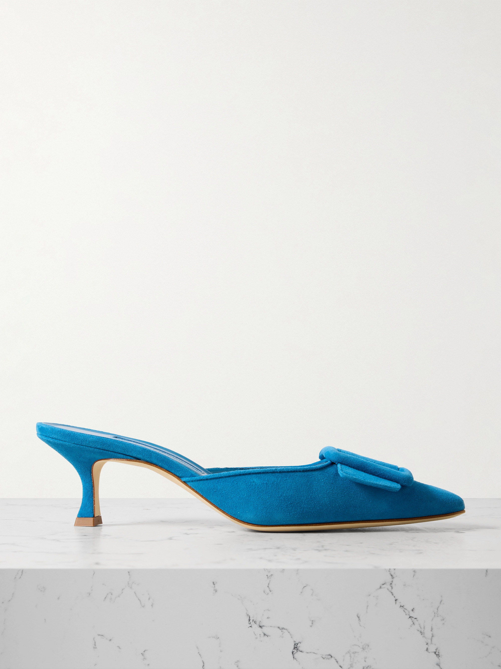 MANOLO BLAHNIK Maysale 50 buckled suede mules