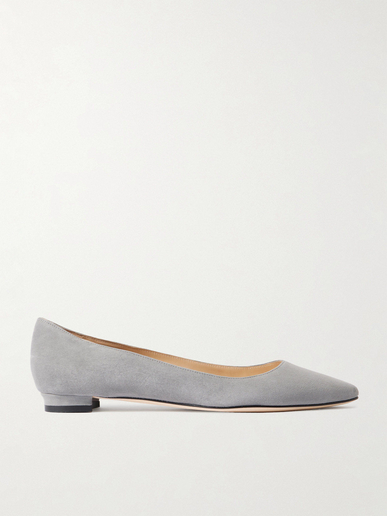 Manolo Blahnik Lanza Bb Suede Ballet Flats In Gray
