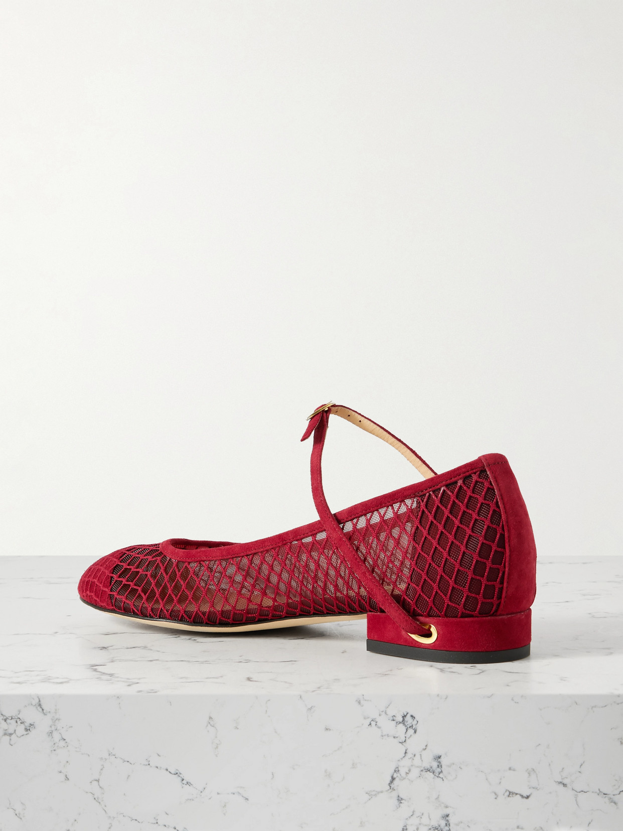 JENNIFER CHAMANDI PAOLO 20 SUEDE AND MESH BALLET FLATS
