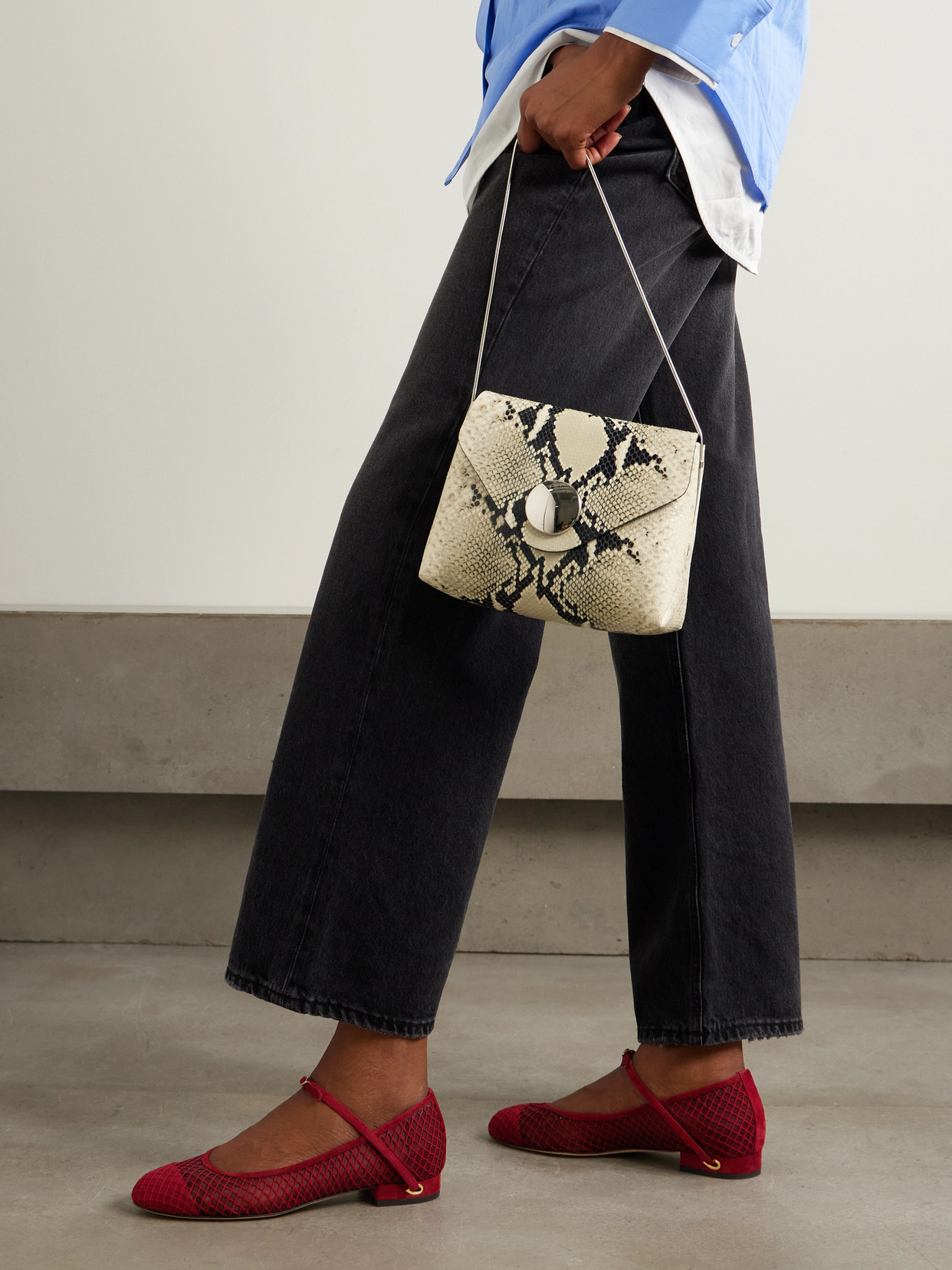 JENNIFER CHAMANDI PAOLO 20 SUEDE AND MESH BALLET FLATS