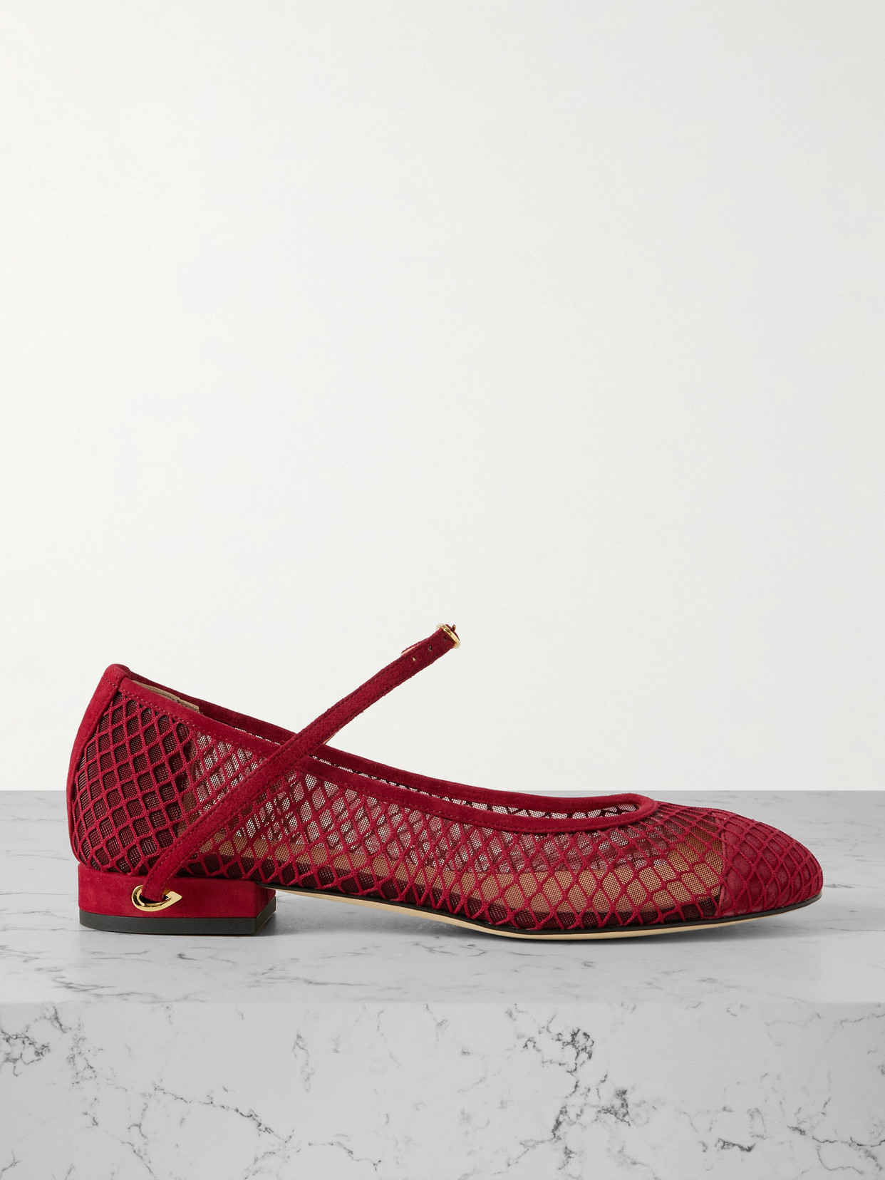 Jennifer Chamandi Paolo 20 Suede And Mesh Ballet Flats In Red