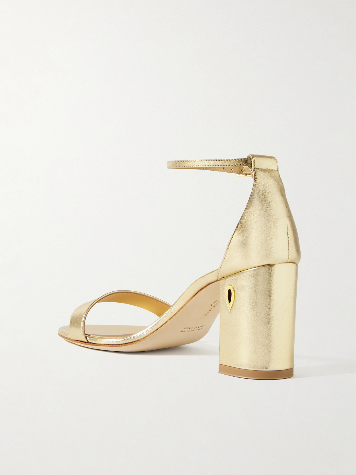Jennifer Chamandi Massimiliano 85 Metallic Leather Sandals In Gold