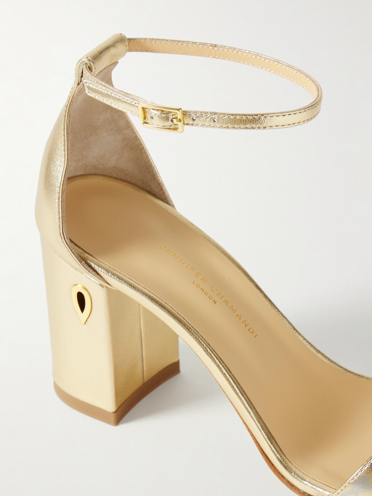 Jennifer Chamandi Massimiliano 85 Metallic Leather Sandals In Gold