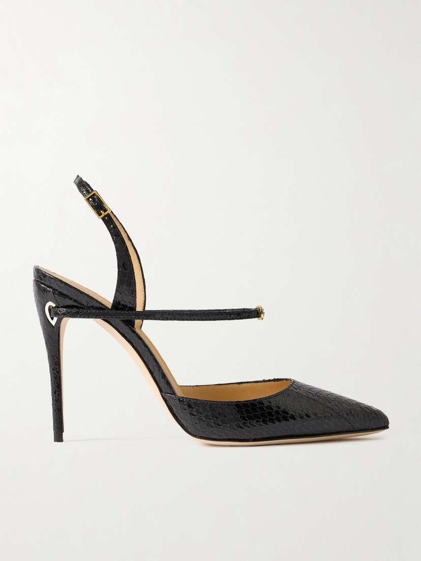 Jennifer Chamandi Vittorio 105 Elaphe Point-toe Slingback Pumps