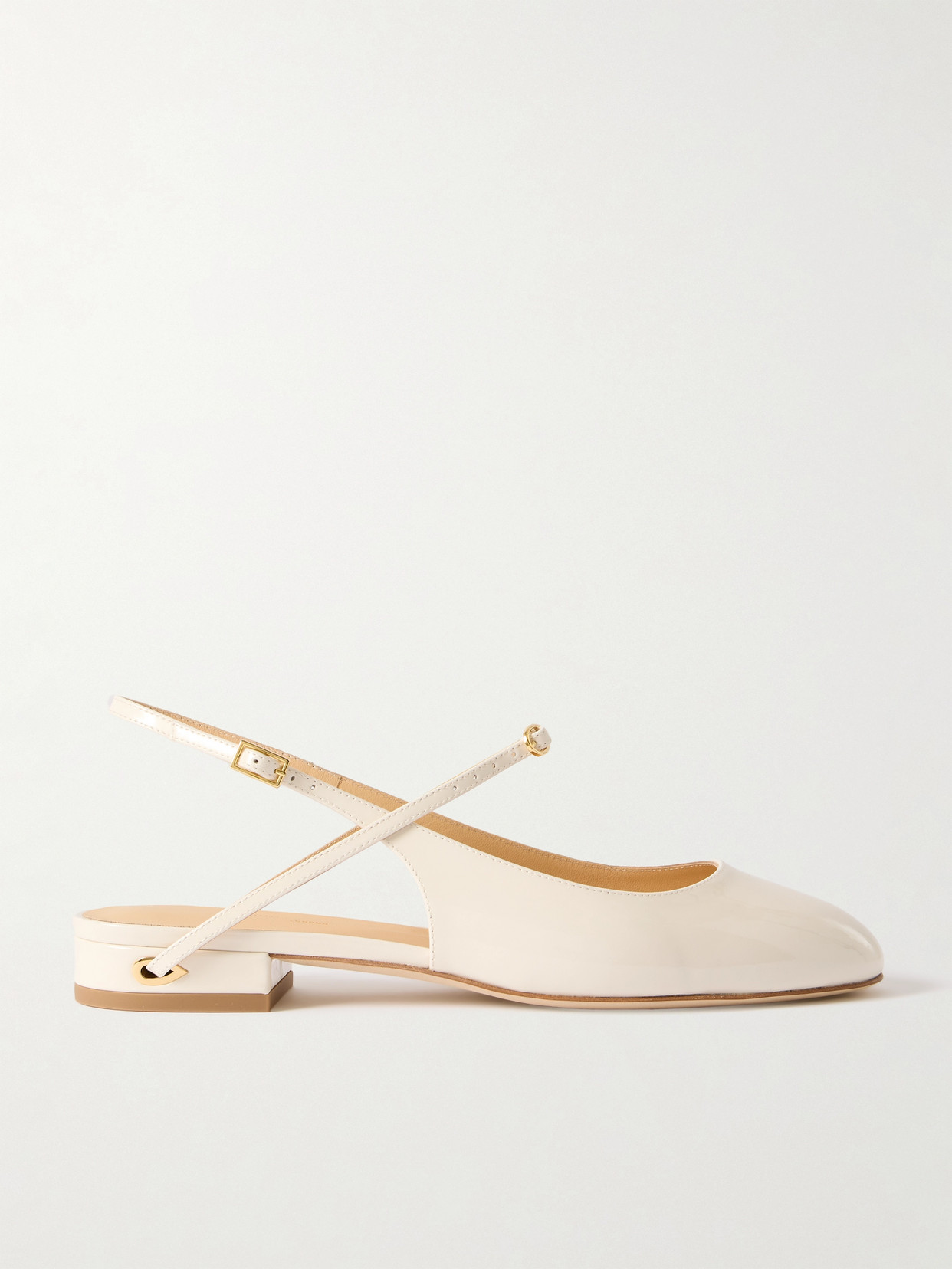 Jennifer Chamandi Mattia 20 Patent-leather Slingback Flats In Cream