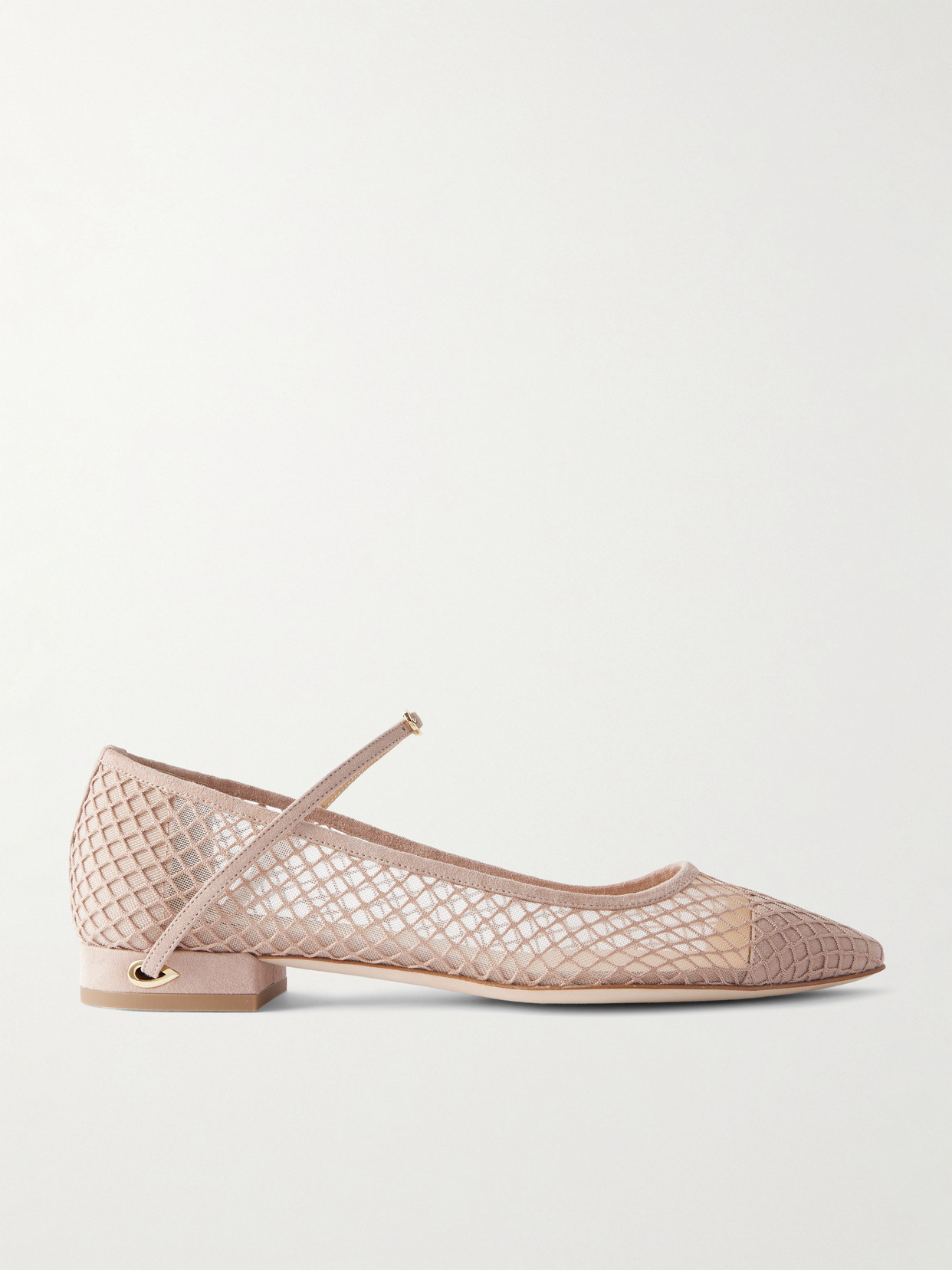 Jennifer Chamandi Lorenzo 20 Mesh And Suede Point-toe Flats In Pink