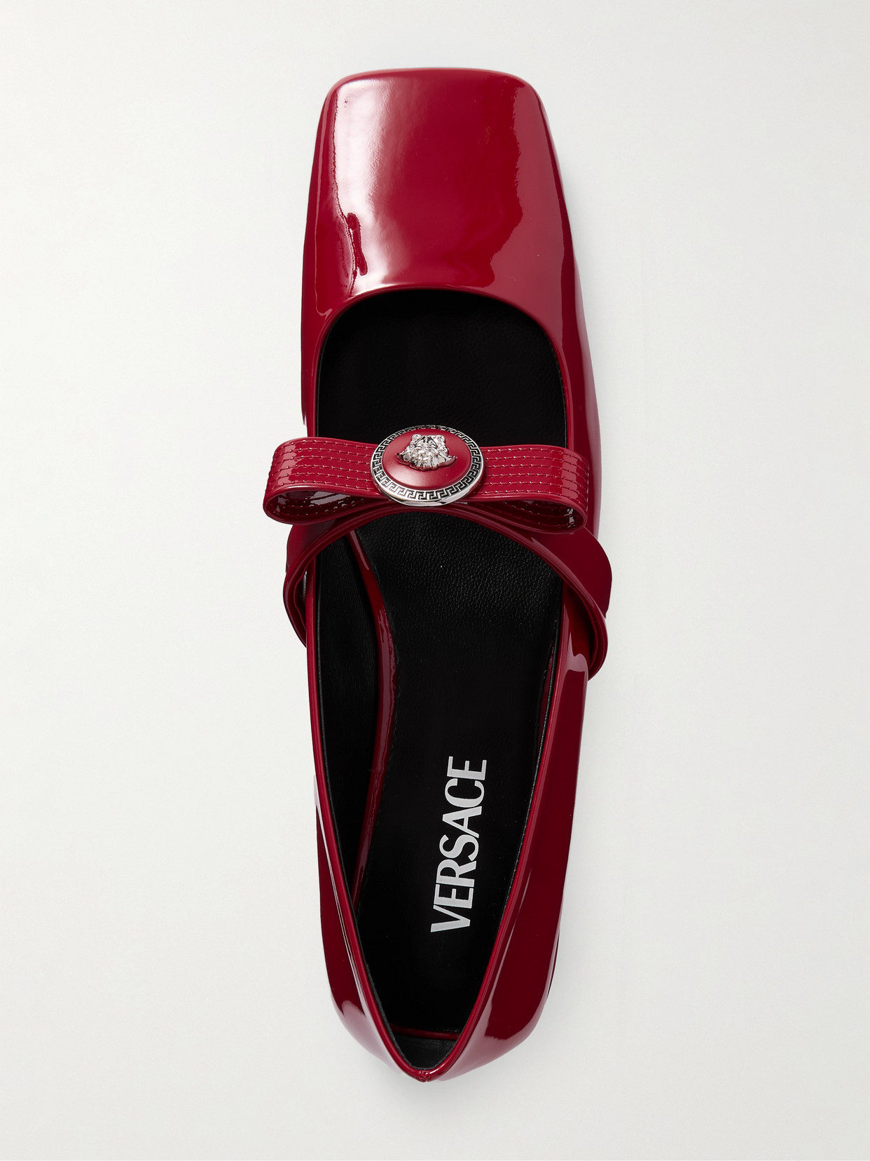 Versace 20mm Patent Leather Ballerina Flats In Red