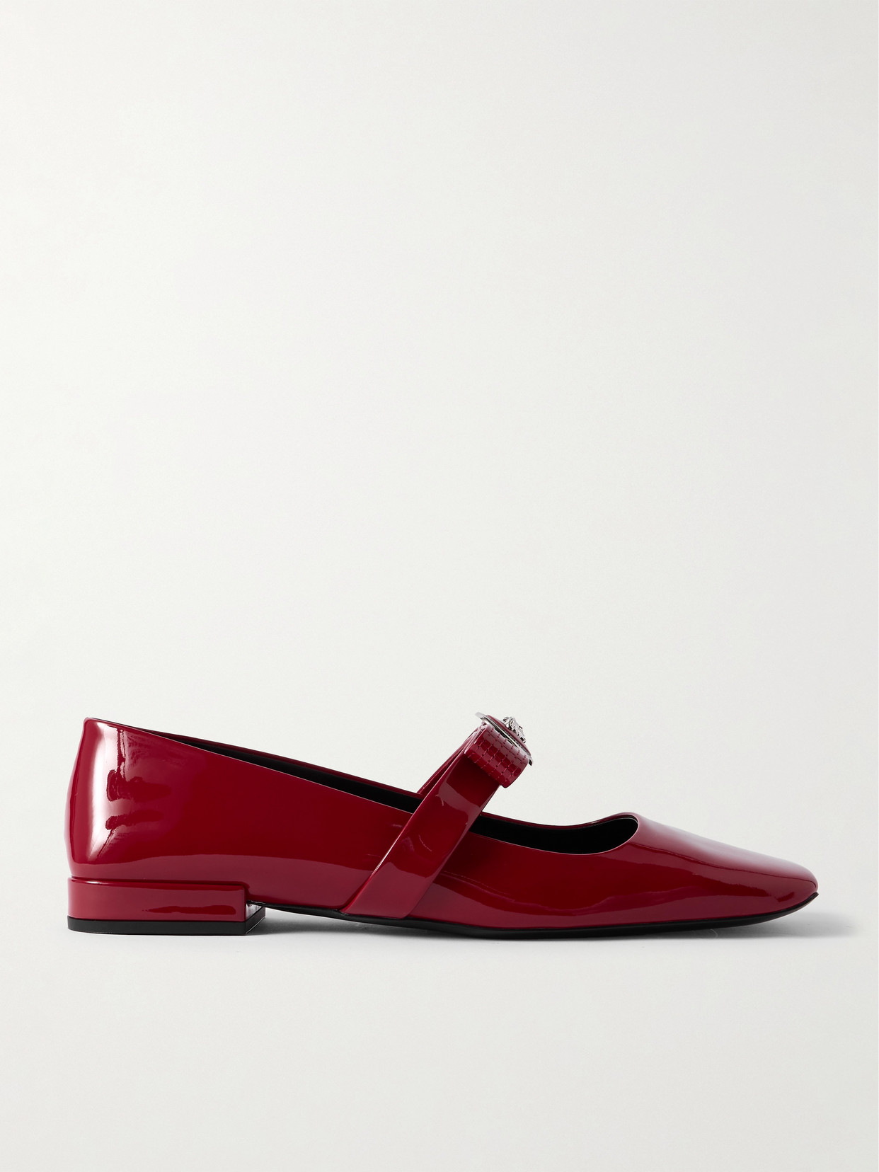 Versace 20mm Patent Leather Ballerina Flats In Red