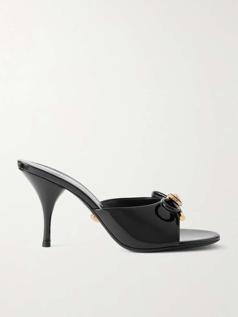 Versace Opera Embellished Patent-leather Mules
