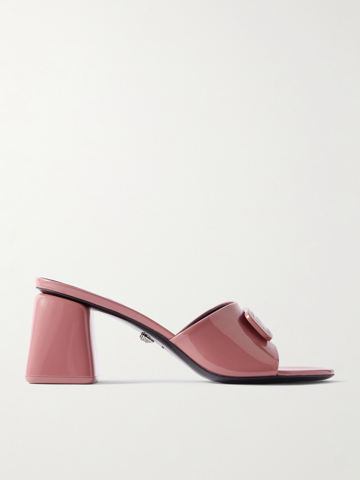 Versace Barret Embellished Patent-leather Mules In Pink