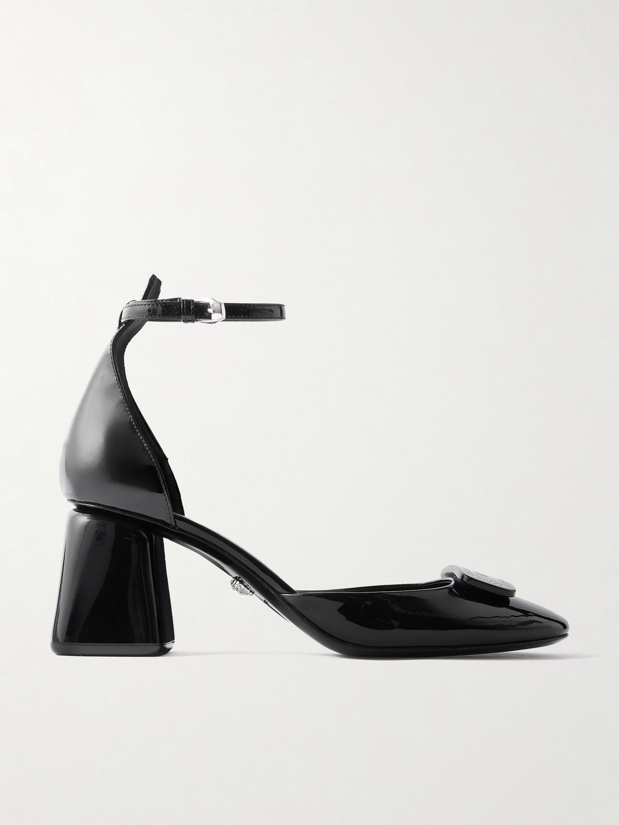 Versace Barret Embellished Patent-leather Pumps In Black