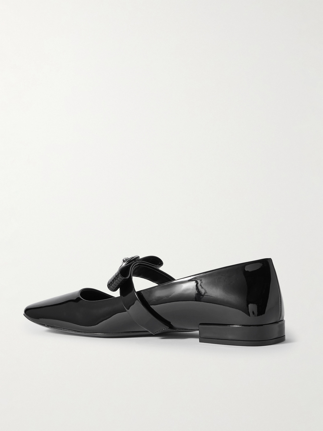 Versace 20mm Gianni Ribbon Patent Leather Flats In Black