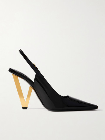 Versace Embellished patent-leather slingback pumps