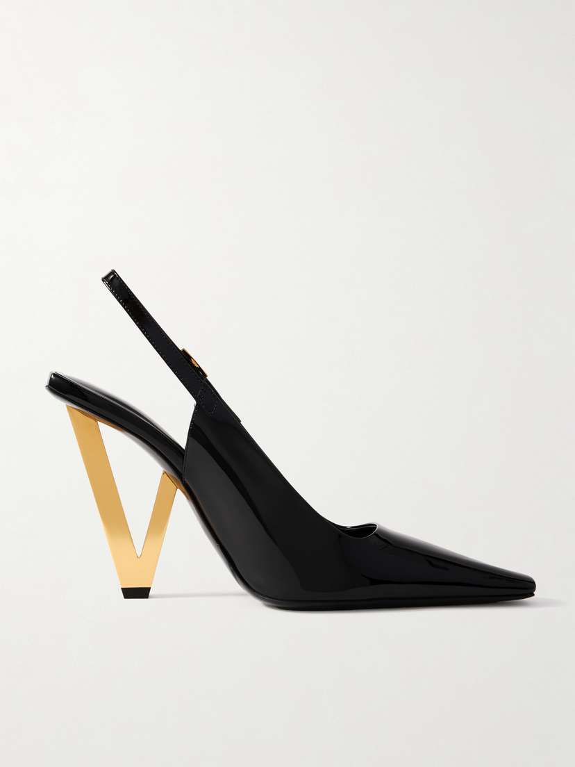 Versace Embellished Patent-leather Slingback Pumps
