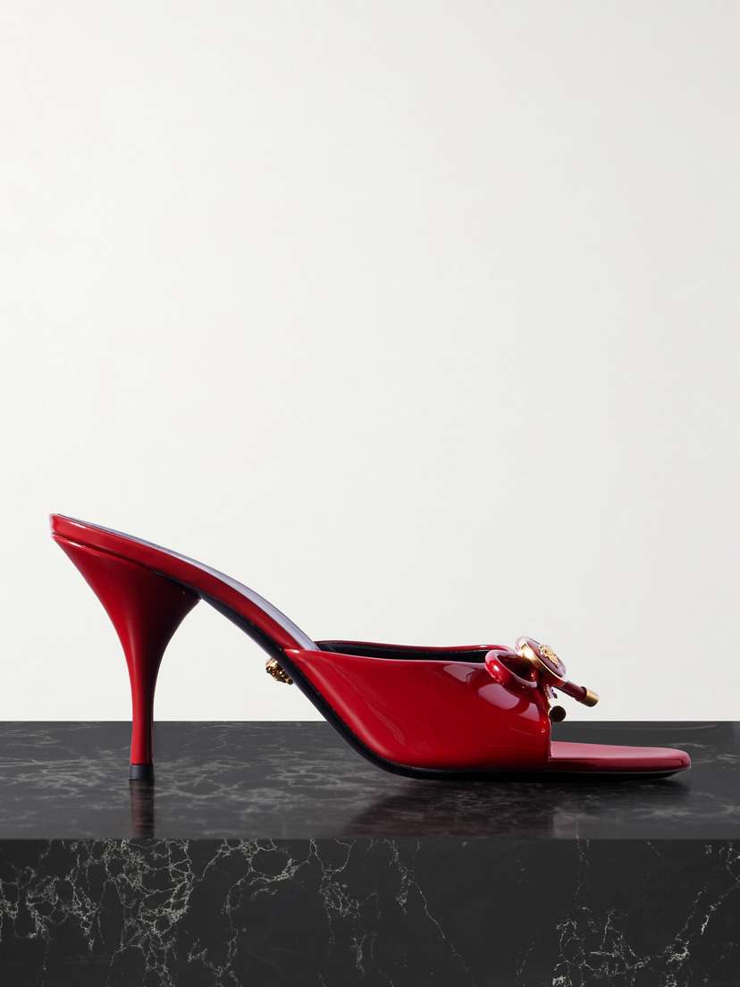 Versace Opera Embellished Patent-leather Mules