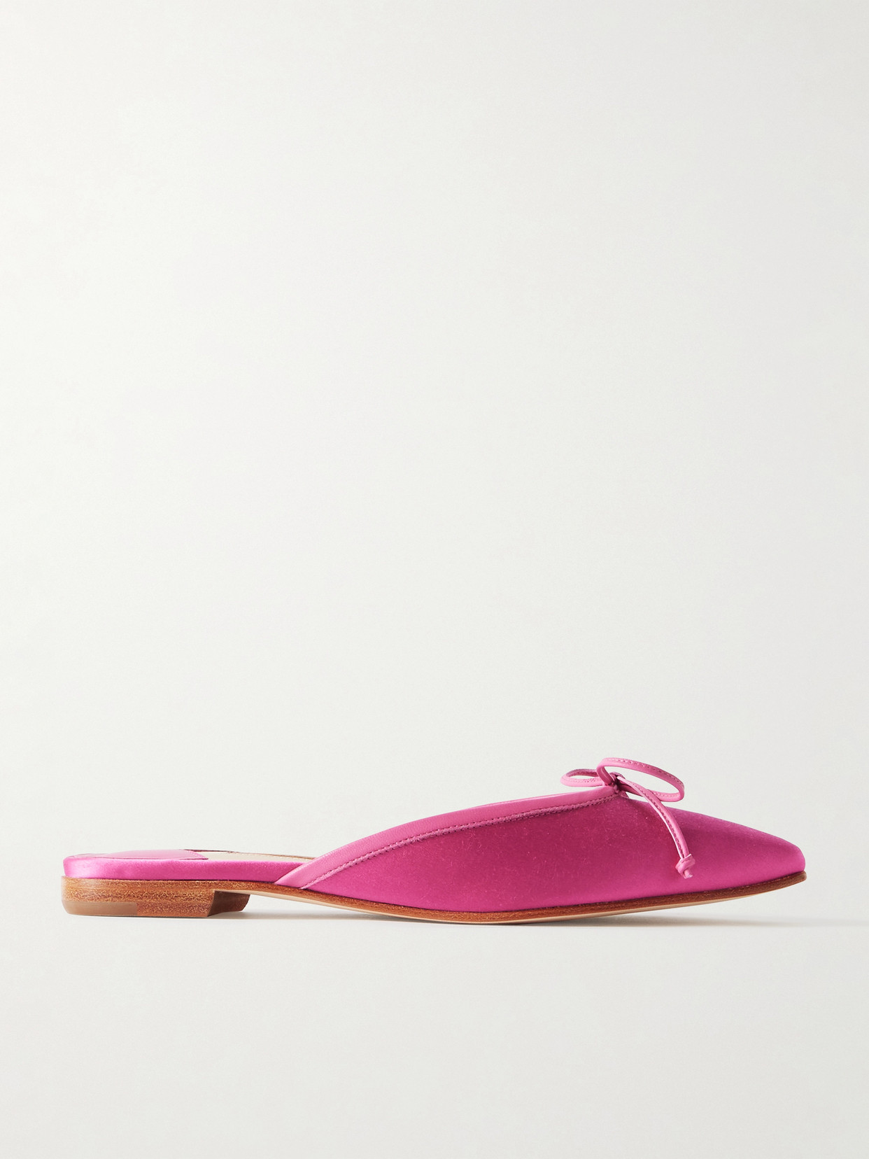 Manolo Blahnik - Ballerimu Bow-detailed Satin Mules - Pink
