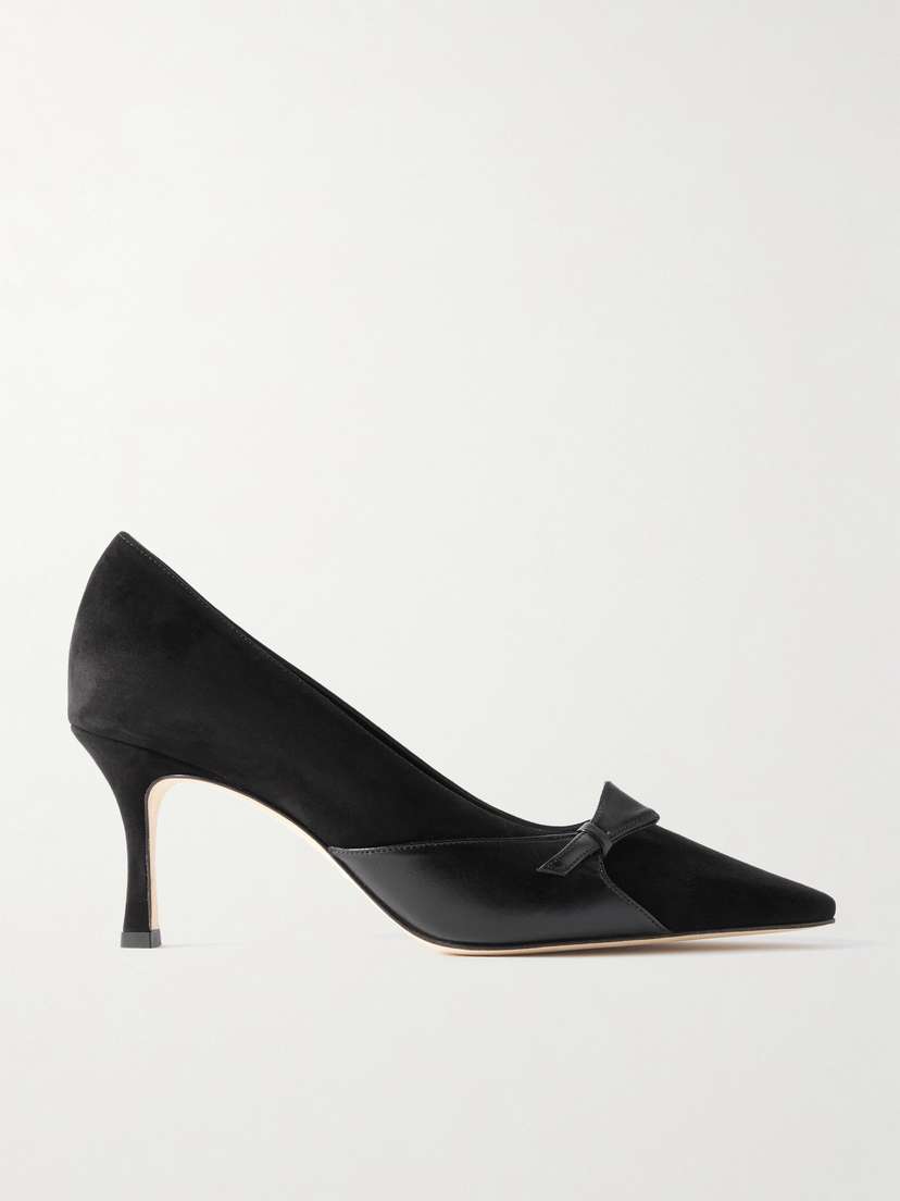 Manolo Blahnik Morcou 70 Suede And Leather Pumps