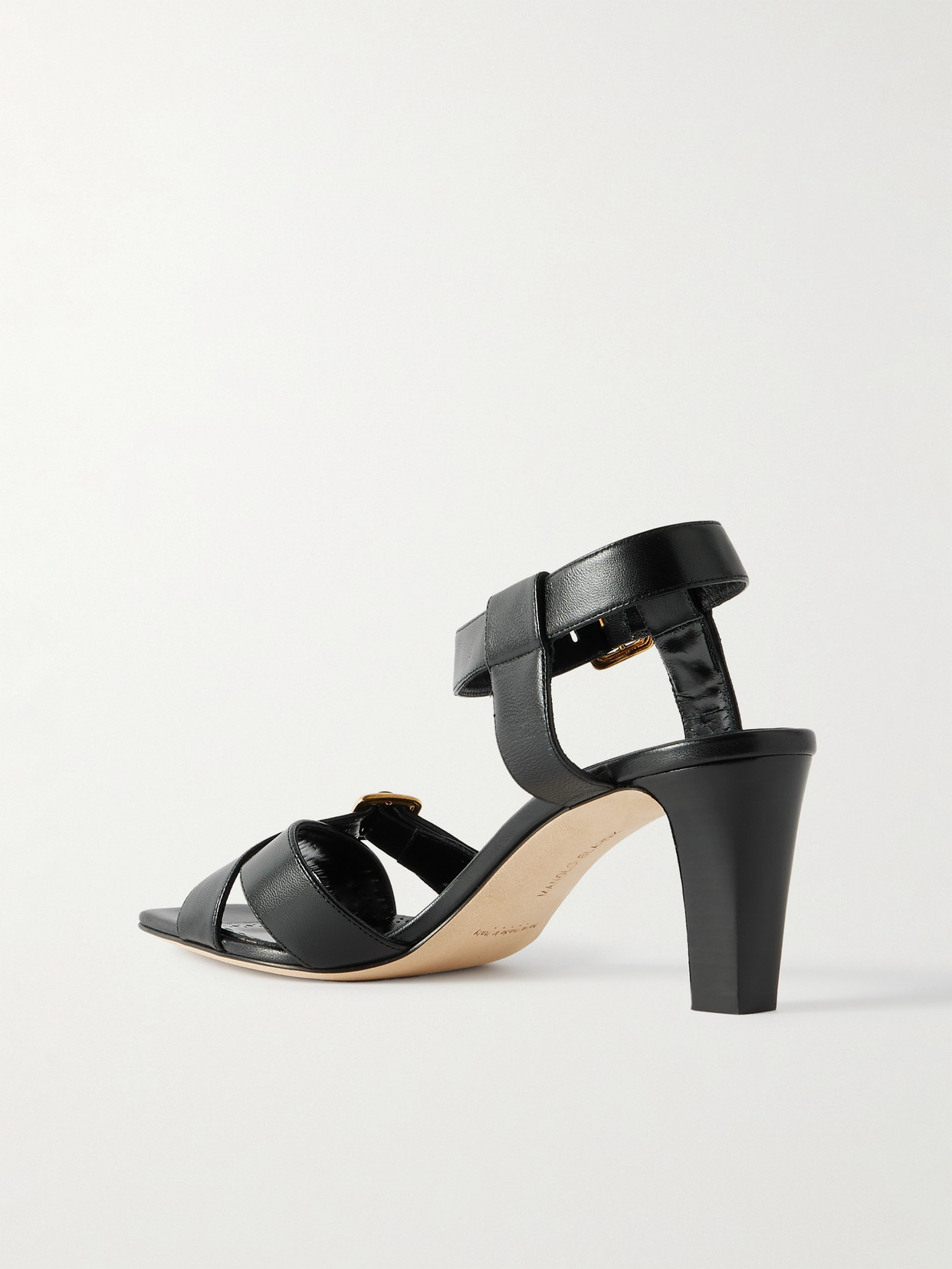 Manolo Blahnik Shbealo 70 Buckled Leather Sandals In Black