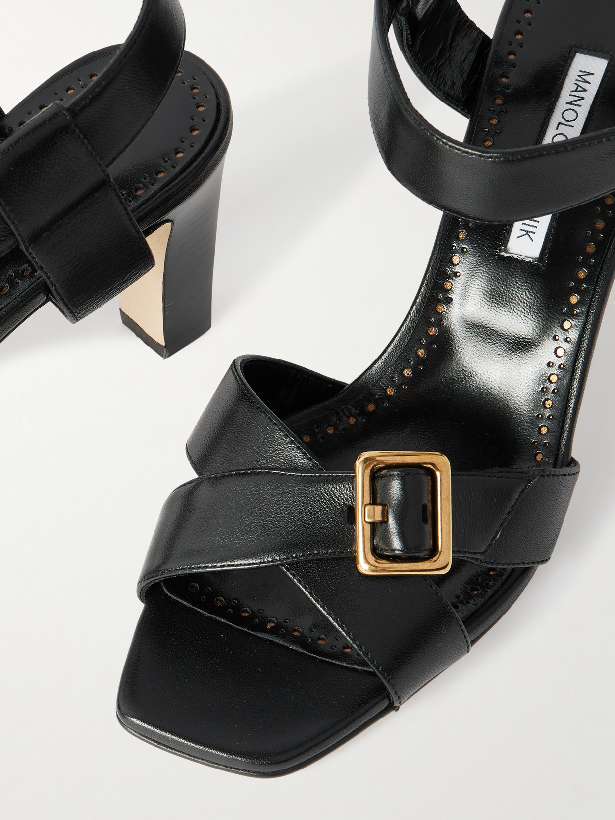 Manolo Blahnik Shbealo 70 Buckled Leather Sandals In Black