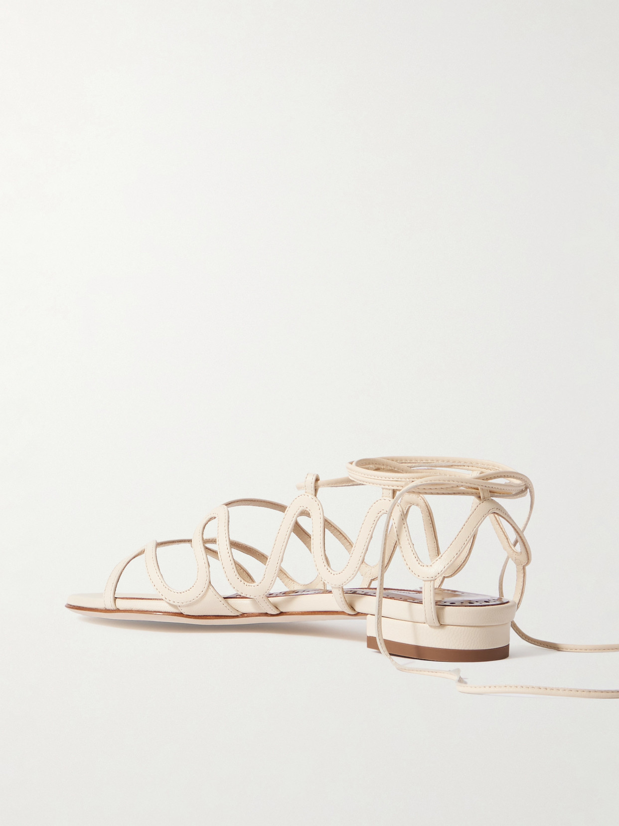 MANOLO BLAHNIK FAWDAFLAT LEATHER SANDALS