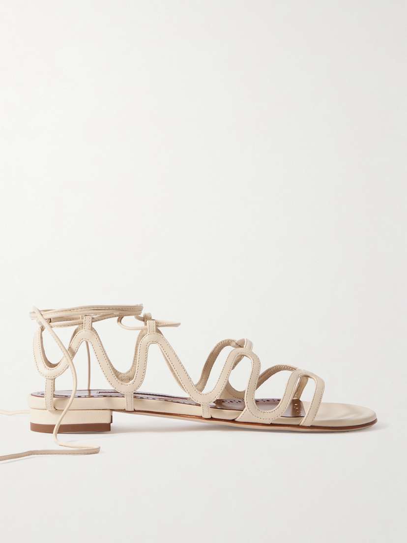 Manolo Blahnik Fawdaflat Leather Sandals