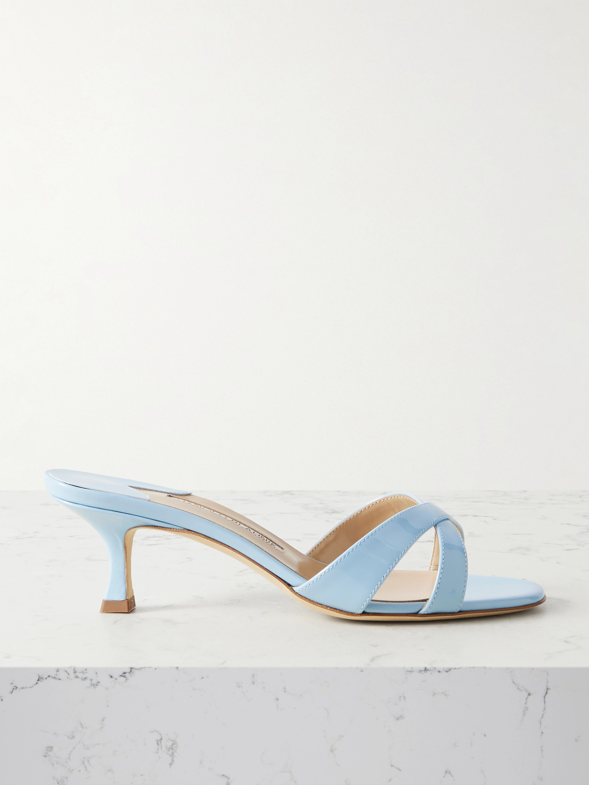 MANOLO BLAHNIK - Callamu 50 patent-leather mules | Plush