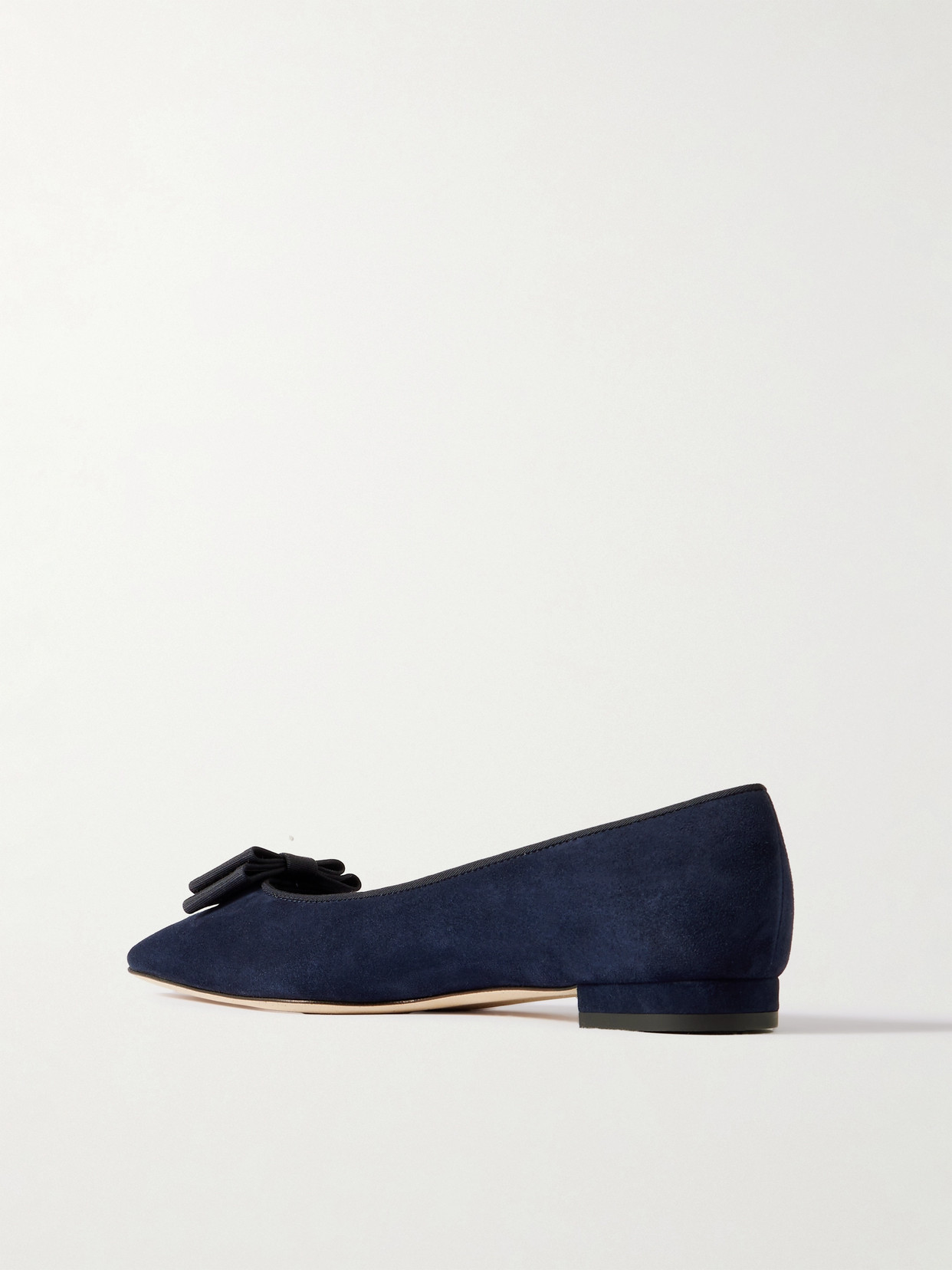 Manolo Blahnik Reador 10 Bow-detailed Suede Point-toe Flats In Blue