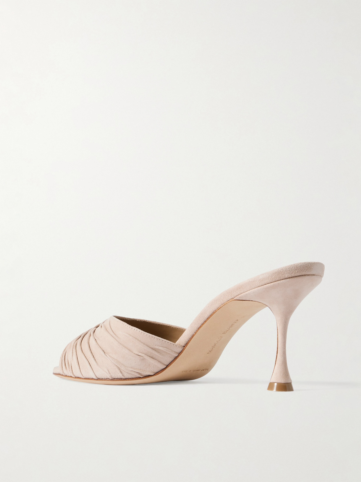 Manolo Blahnik Pirua Gathered Suede Mules In Neutrals