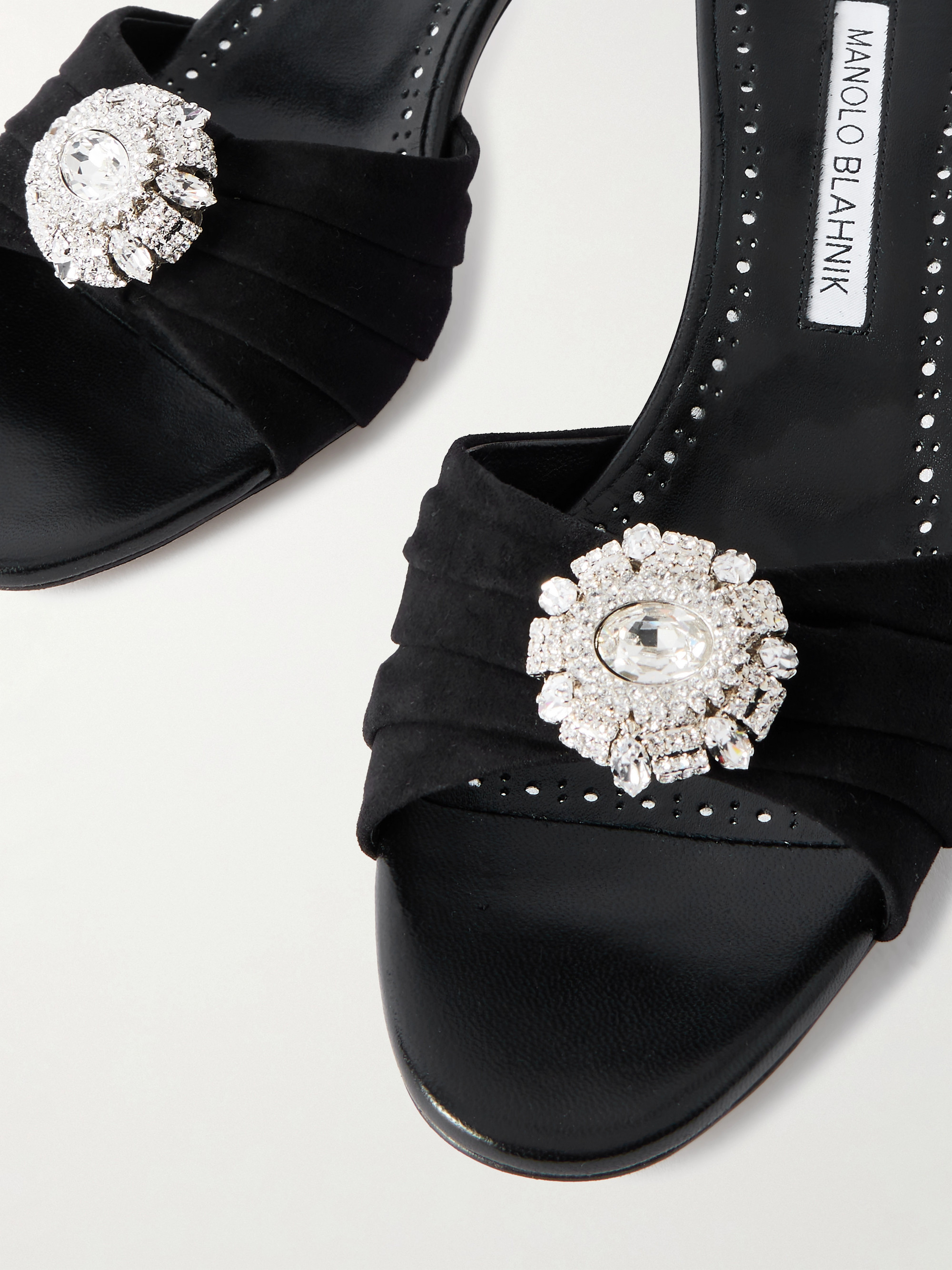 MANOLO BLAHNIK - Ansalko 50 crystal-embellished suede mules | Plush