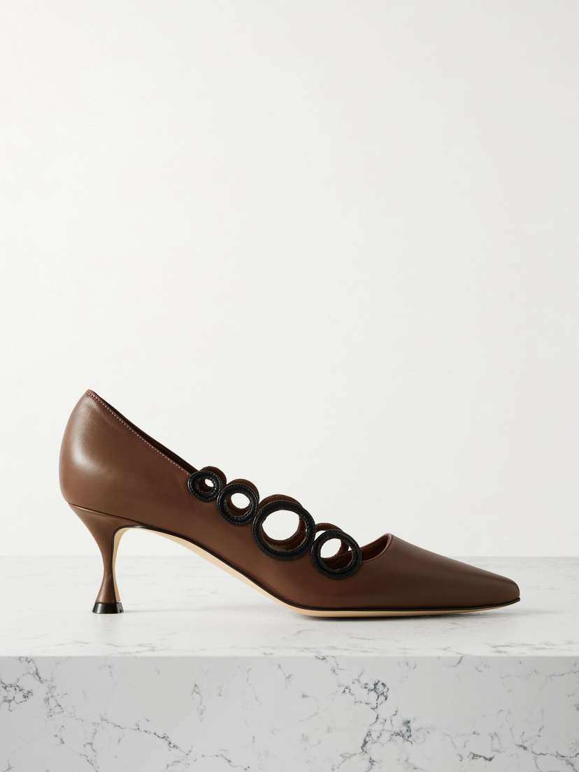 Manolo Blahnik Hokm 50 Cutout Leather Pumps