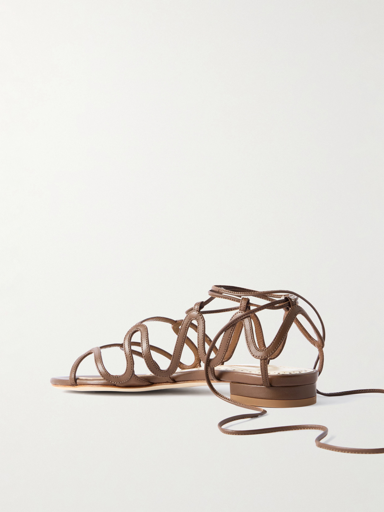 Manolo Blahnik Fawdaflat Leather Sandals In Brown