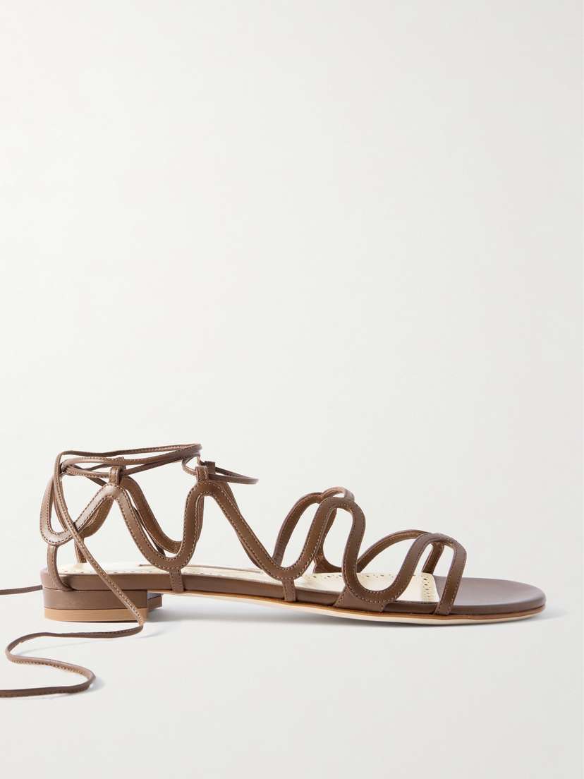 Manolo Blahnik Fawdaflat Leather Sandals