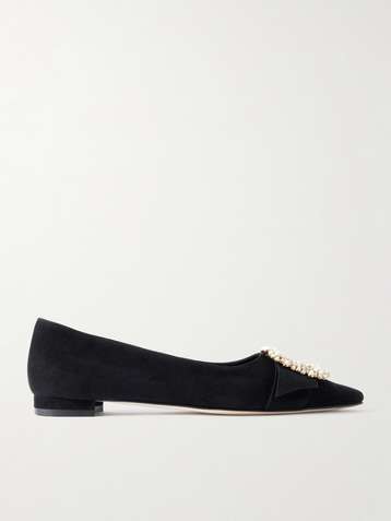 マノロブラニク MANOLO BLAHNIKスウェードバレエシューズ 35.5 レディース