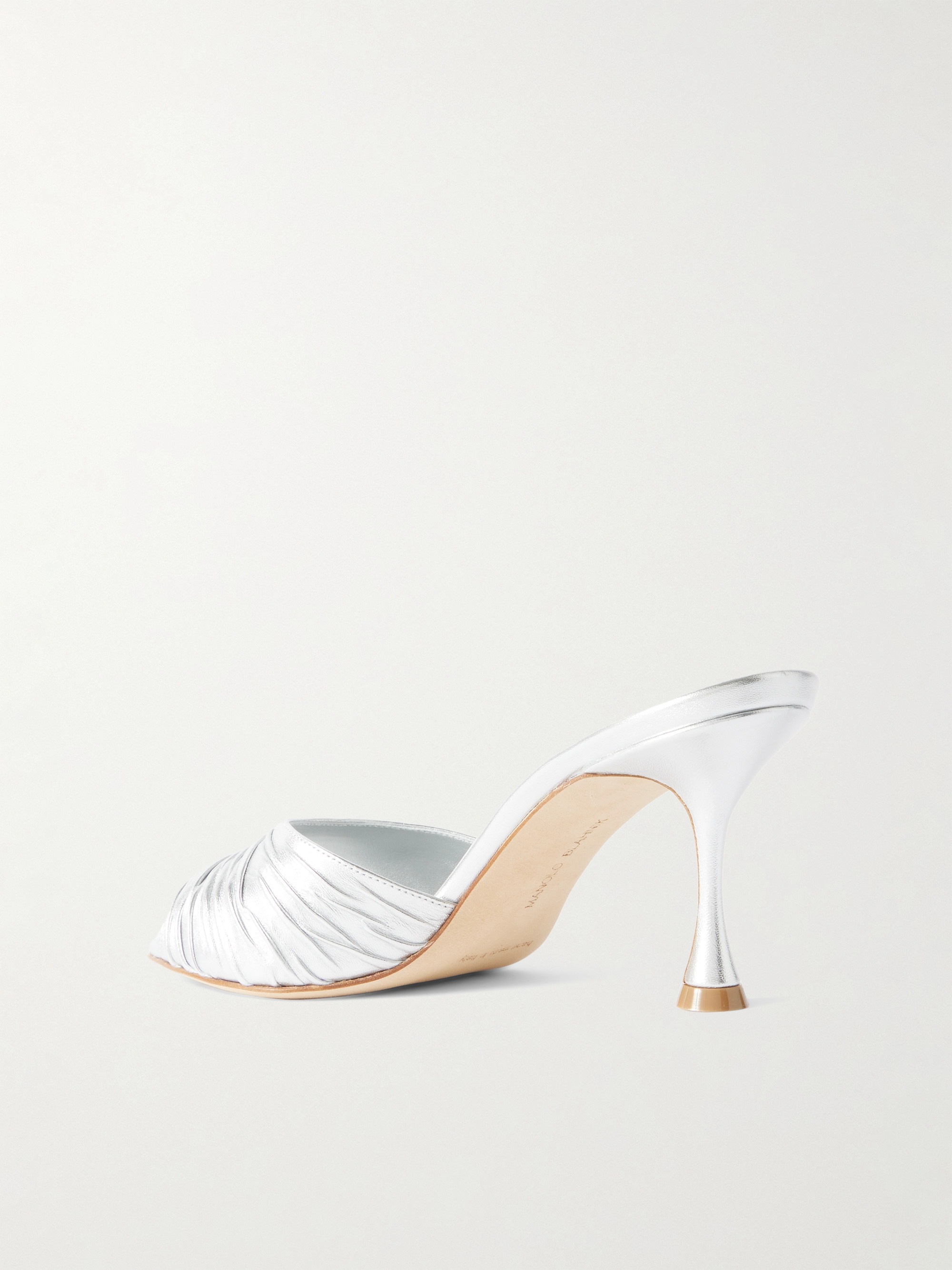 MANOLO BLAHNIK - Pirua 70 crinkled metallic leather mules | Plush