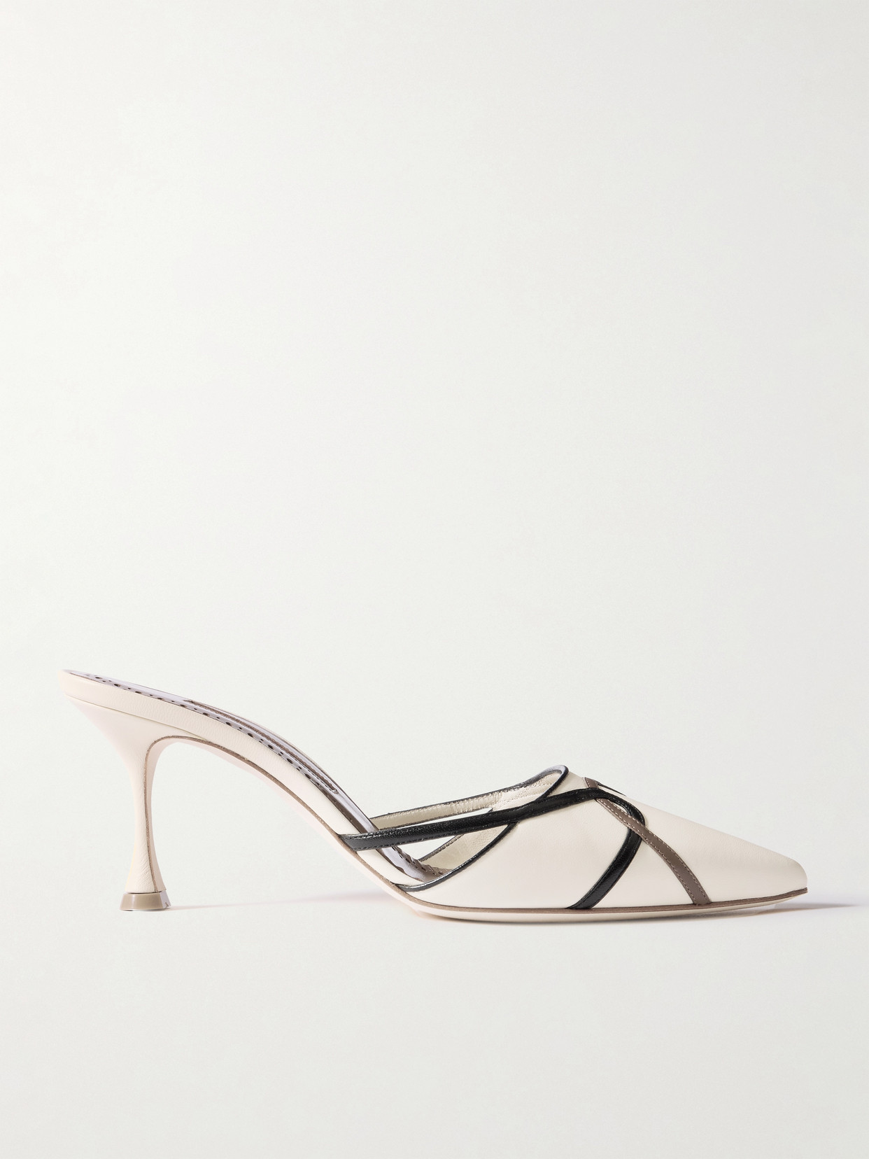 Manolo Blahnik Ragheb 70 Cutout Leather Mules In Cream
