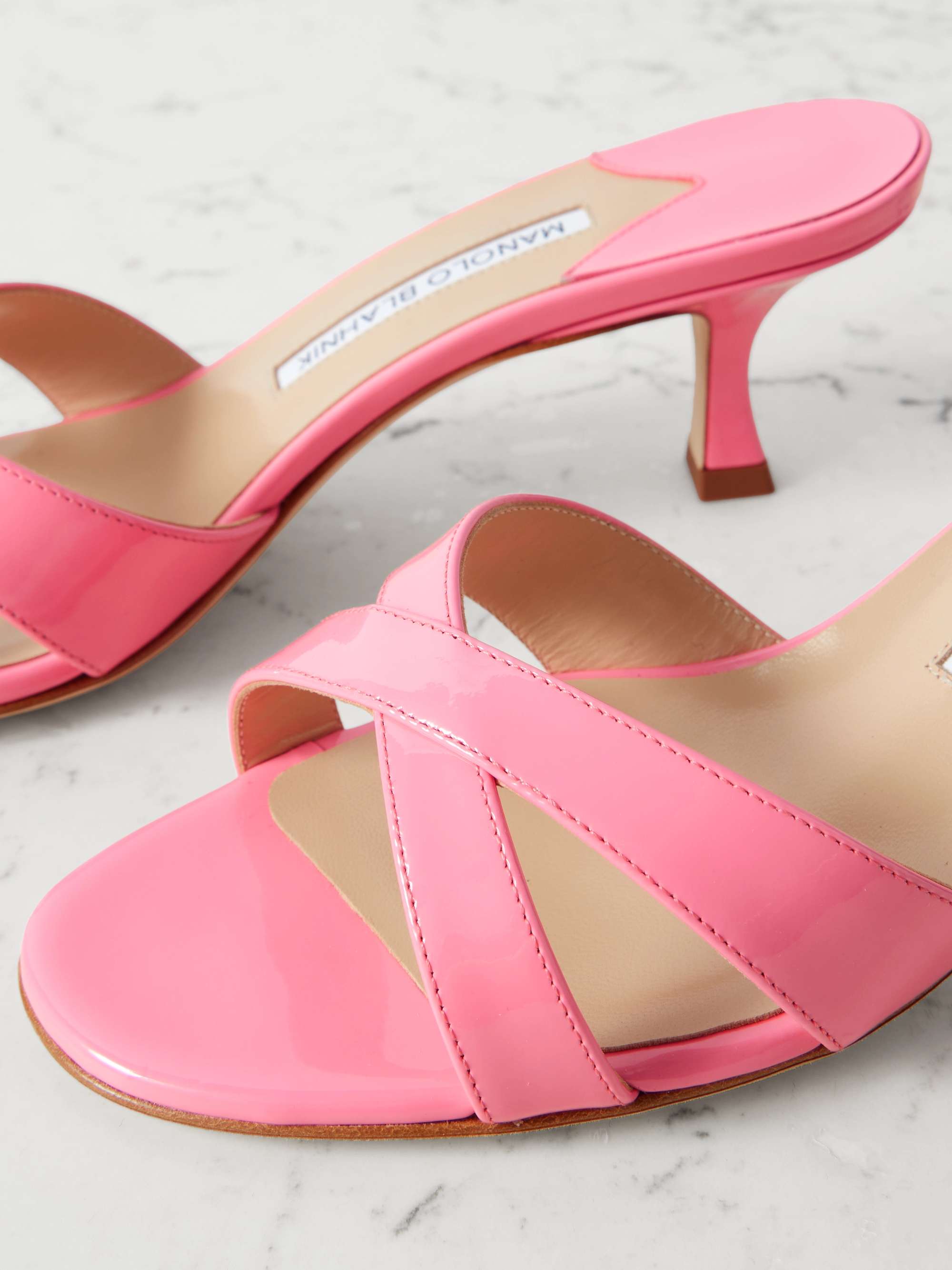 MANOLO BLAHNIK Callamu 50 patent-leather mules