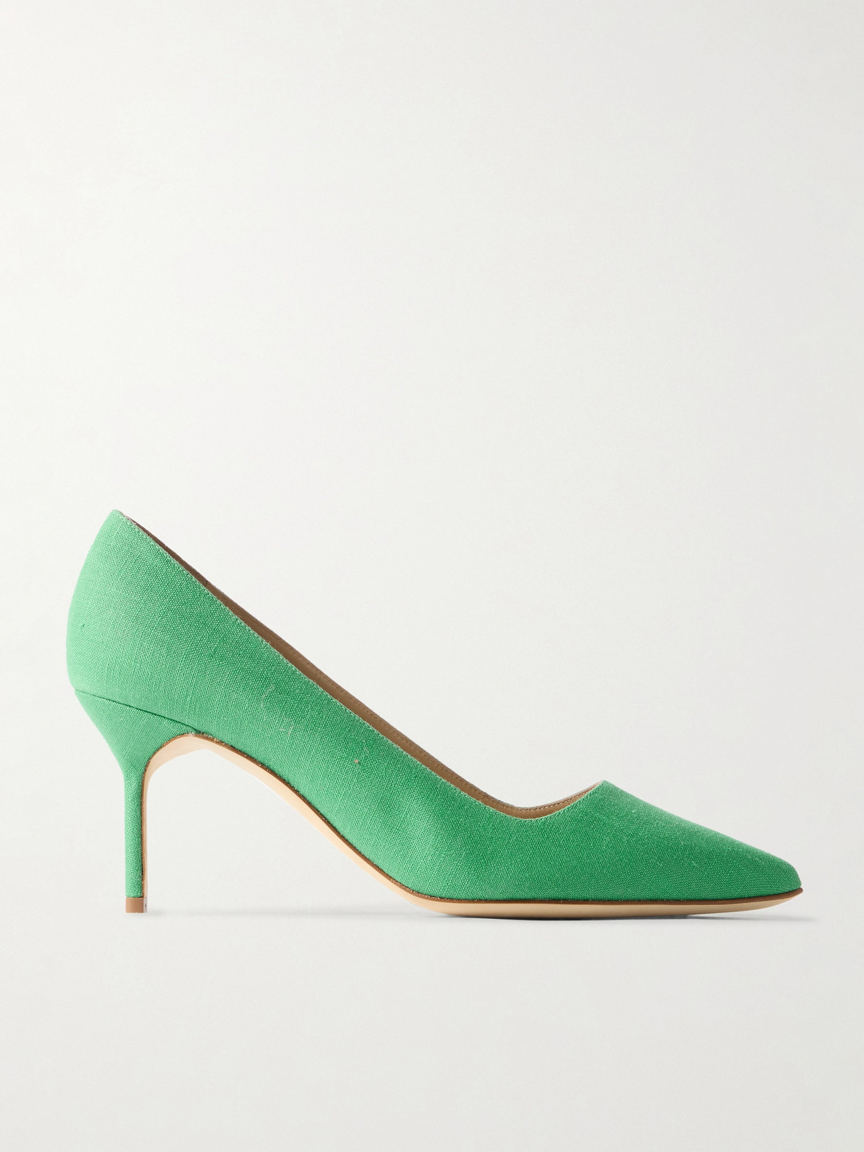 Manolo Blahnik Bb 70 Linen Pumps In Green