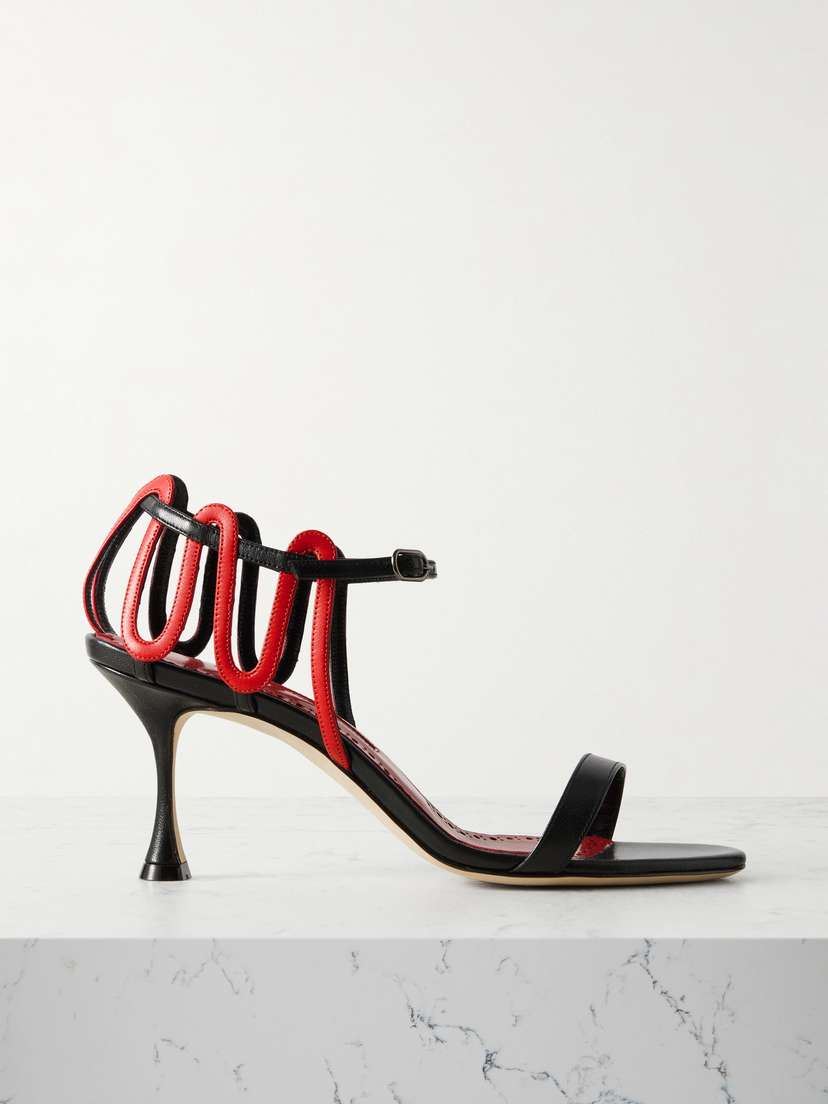 Manolo Blahnik Chafarsan 70 Two-tone Leather Sandals