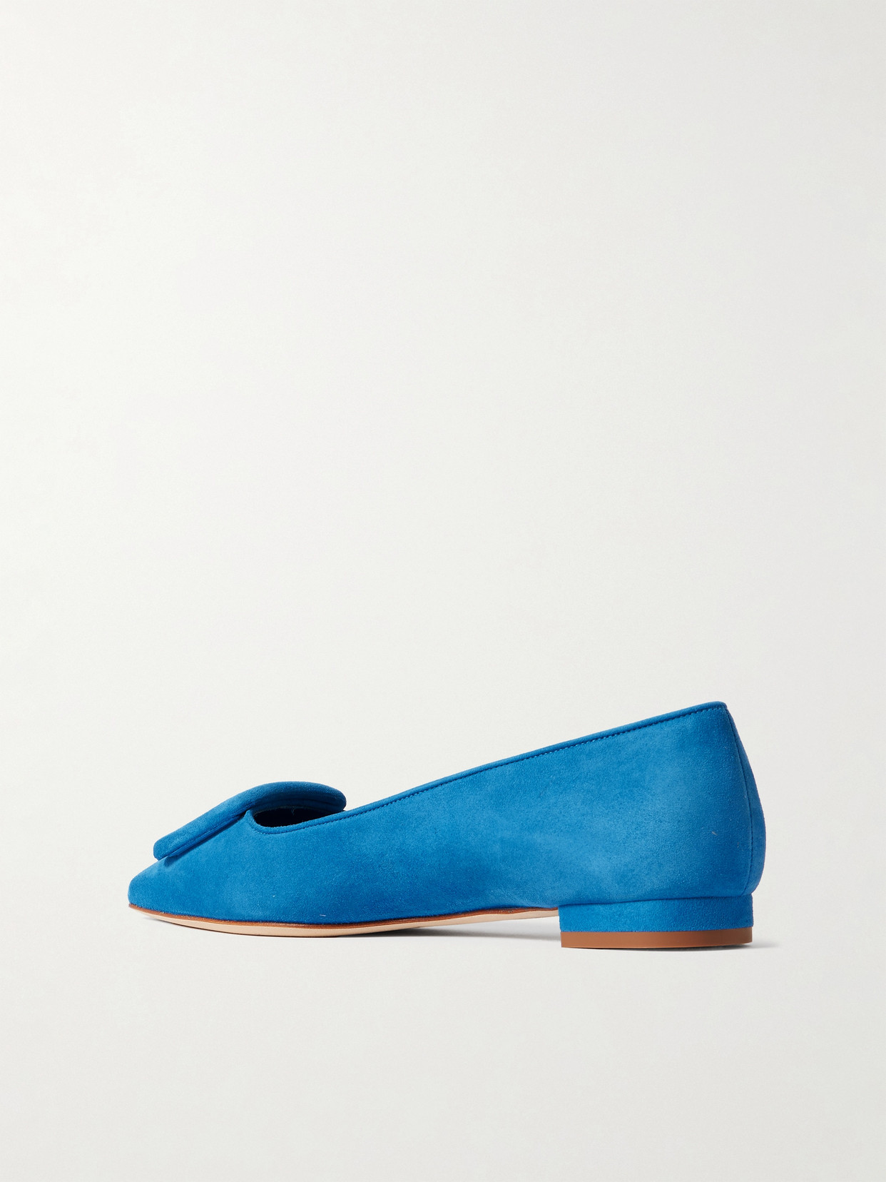 MANOLO BLAHNIK MAYSALE SUEDE POINT-TOE FLATS